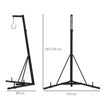 SPORTNOW Punchingballhalterung mit Gewichtshalter, Stahl, Schwarz Boxsackhalterung, (Punchingballständer, 1-tlg., Boxsackständer, 170L x 90B x 182-225H cm)