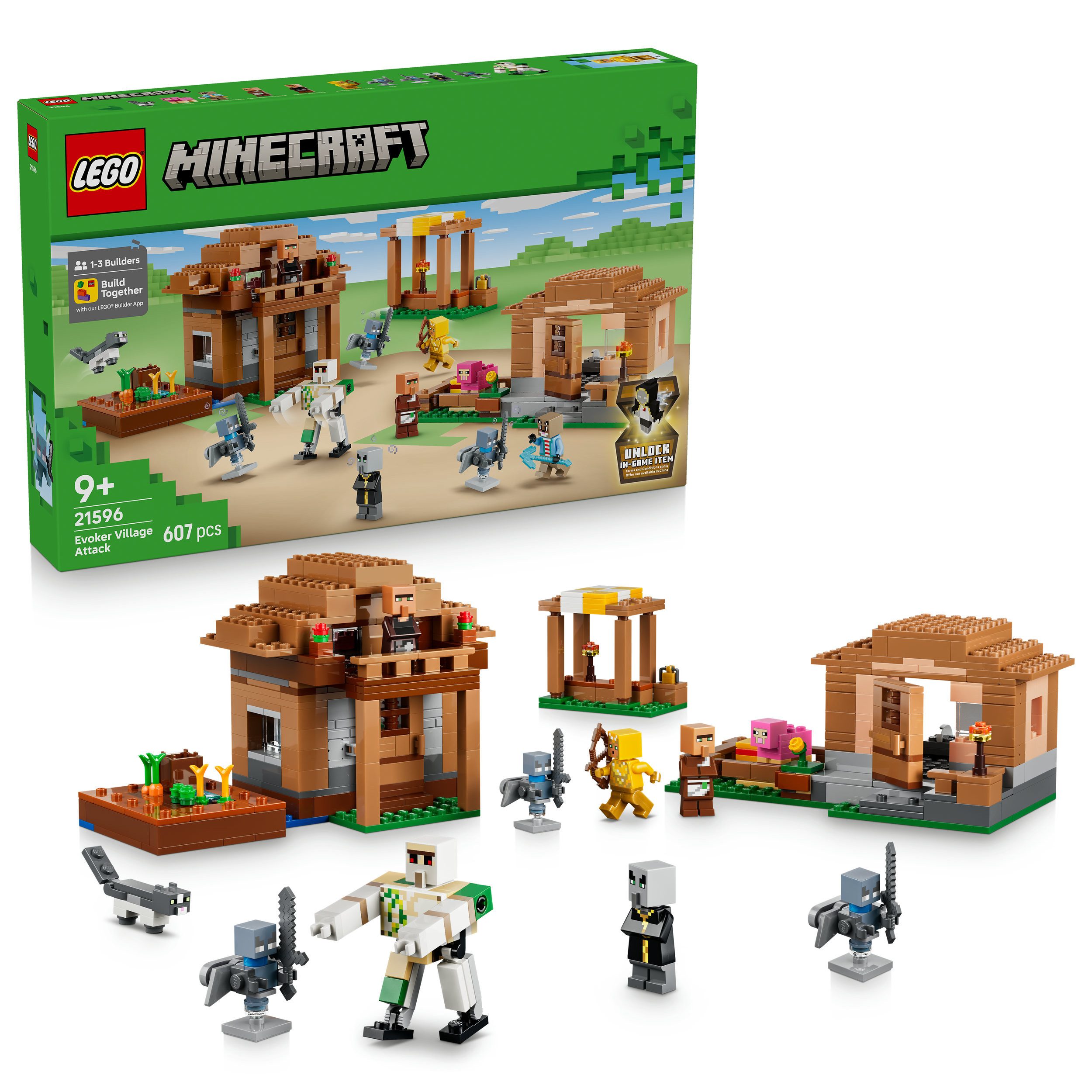 LEGO® Angriff des Magiers auf das Dorf (21596), LEGO Minecraft Konstruktionsspielsteine, (607 St), Made in Europe