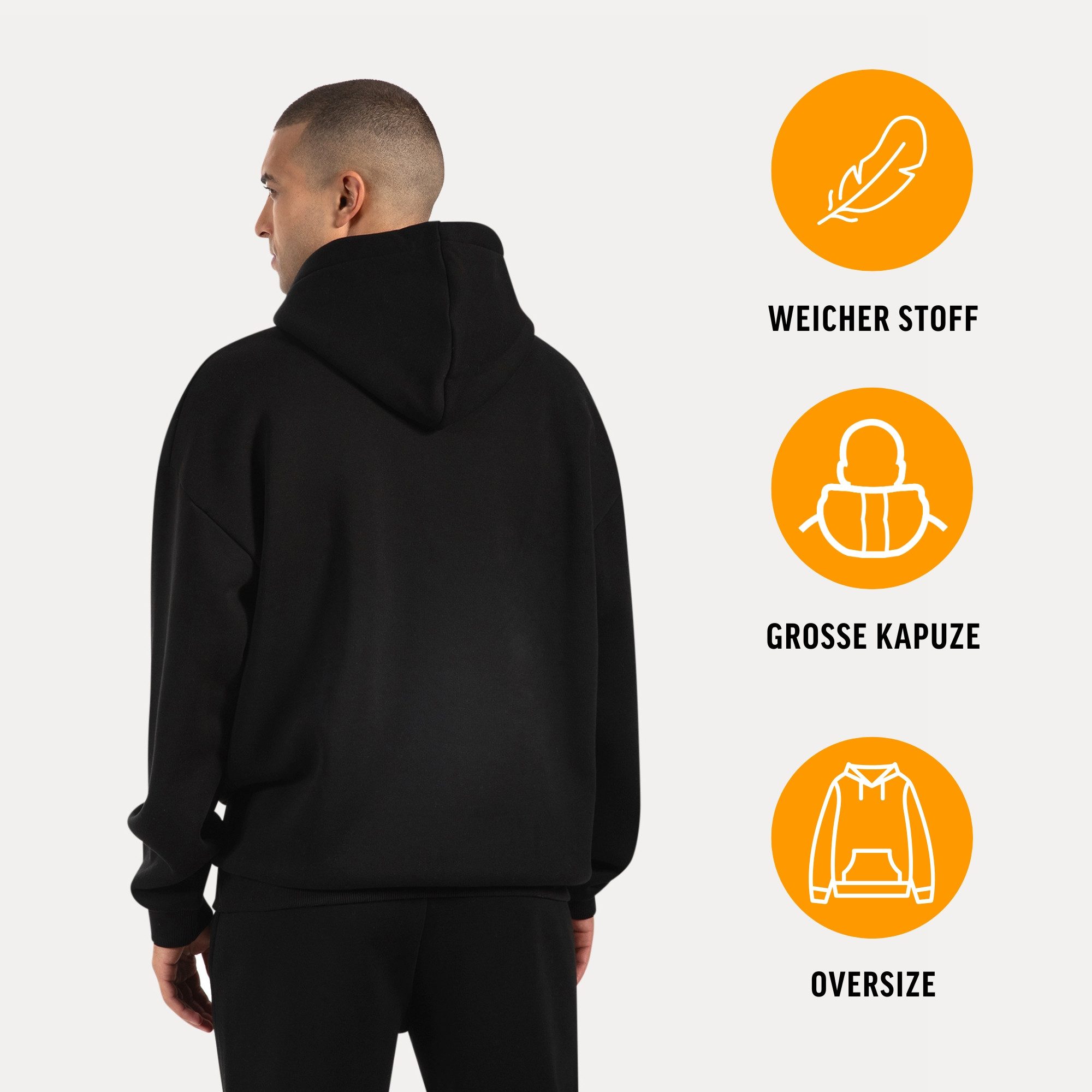 Smilodox Hoodie Kayson, Oversize Kapuzenpullover, Frontprint, große Kapuze Sweatshirt Kängurutasche weicher Stoff Warmer Pulli Streetstyle Alltag Freizeit