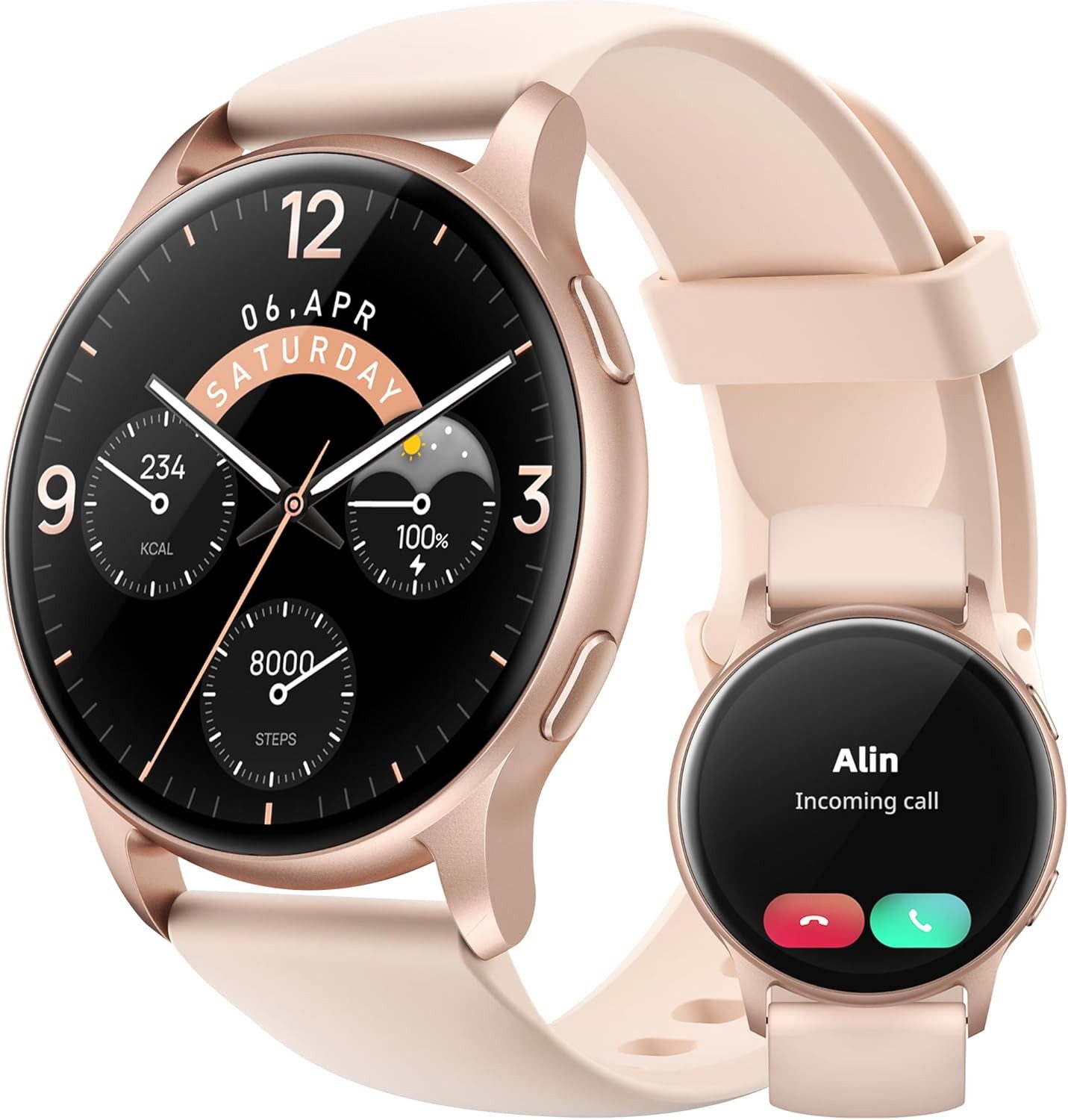 Parsonver SR3-Or Rose Smartwatch (3,2 cm, android ios), SMARTWATCH MIT HD-DISPLAY UND FITNESSFUNKTIONEN FÜR AKTIVE NUTZER