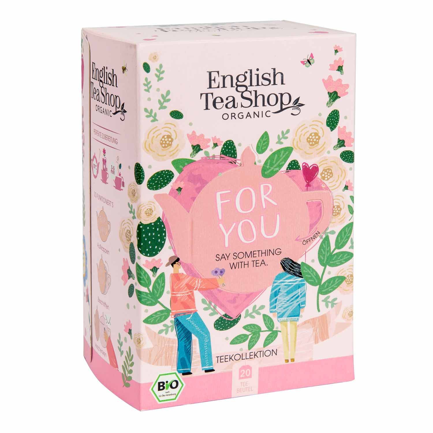 English Tea Shop Tee "For You" Kollektion, Tee Geschenk BIO, 20 Teebeutel, 5 Sorten, von erfrischend-zitronig bis vollmundig-würzig