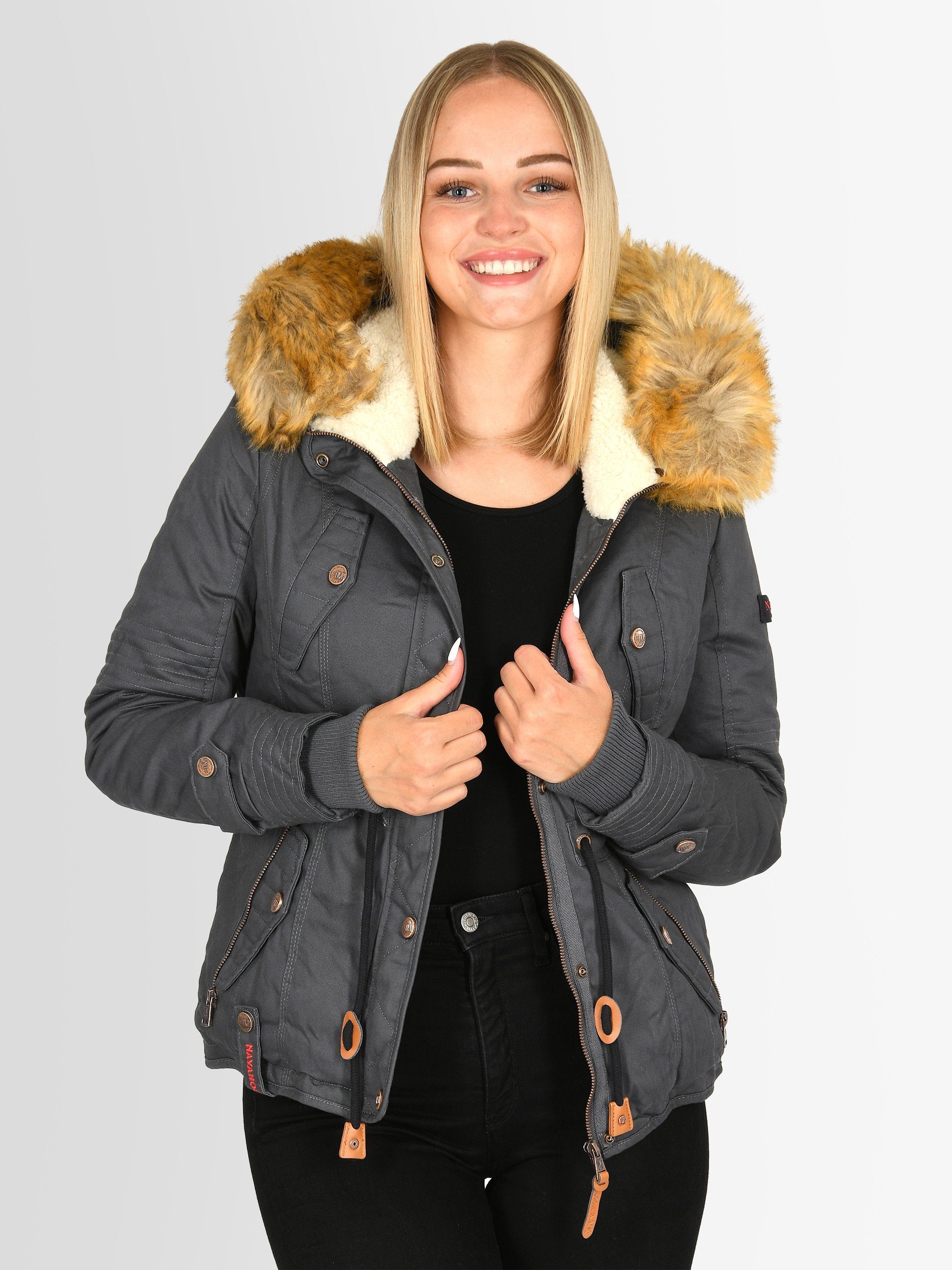 Navahoo Winterjacke Pearl mit warmem Teddyfell