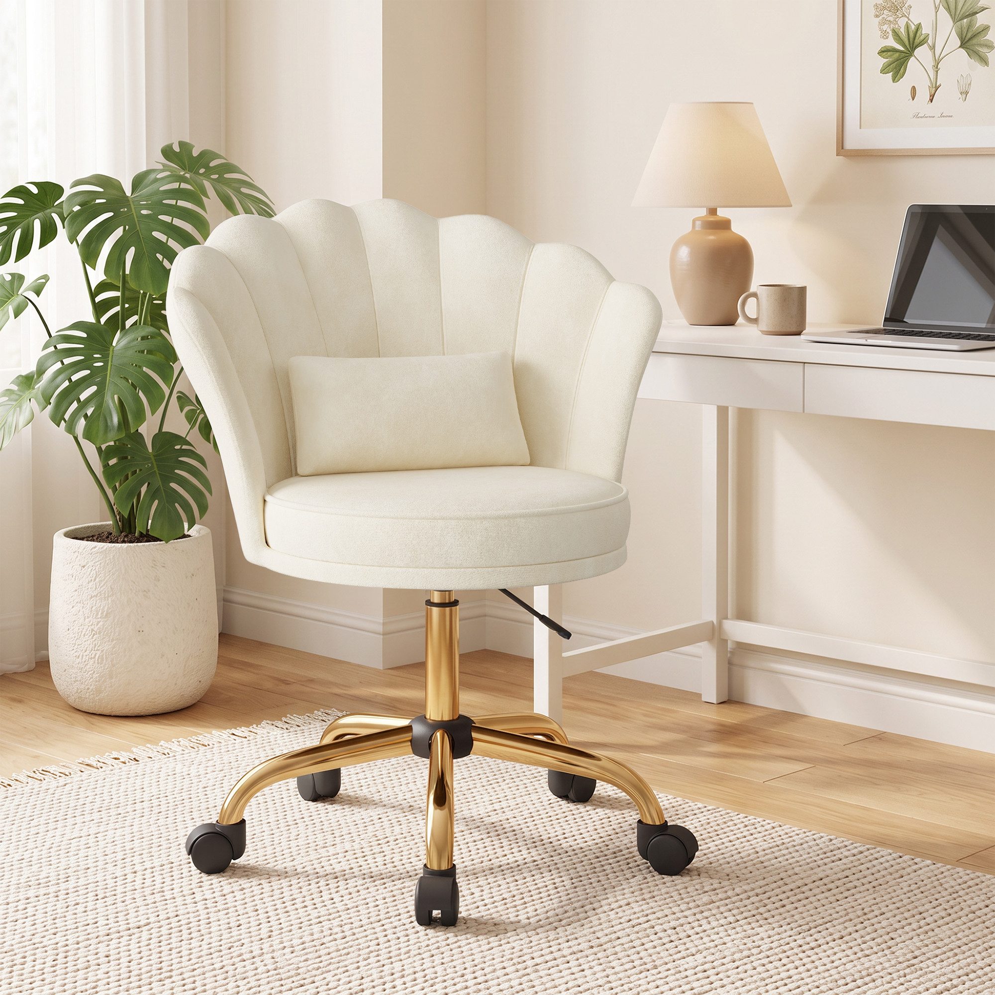 HawthyHome Bürostuhl Schreibtischstuhl mit Blütenrückenlehne, drehbar und höhenverstellbar (1 St), Samtbezug mit Kopfkissen, ergonomischer Stuhl