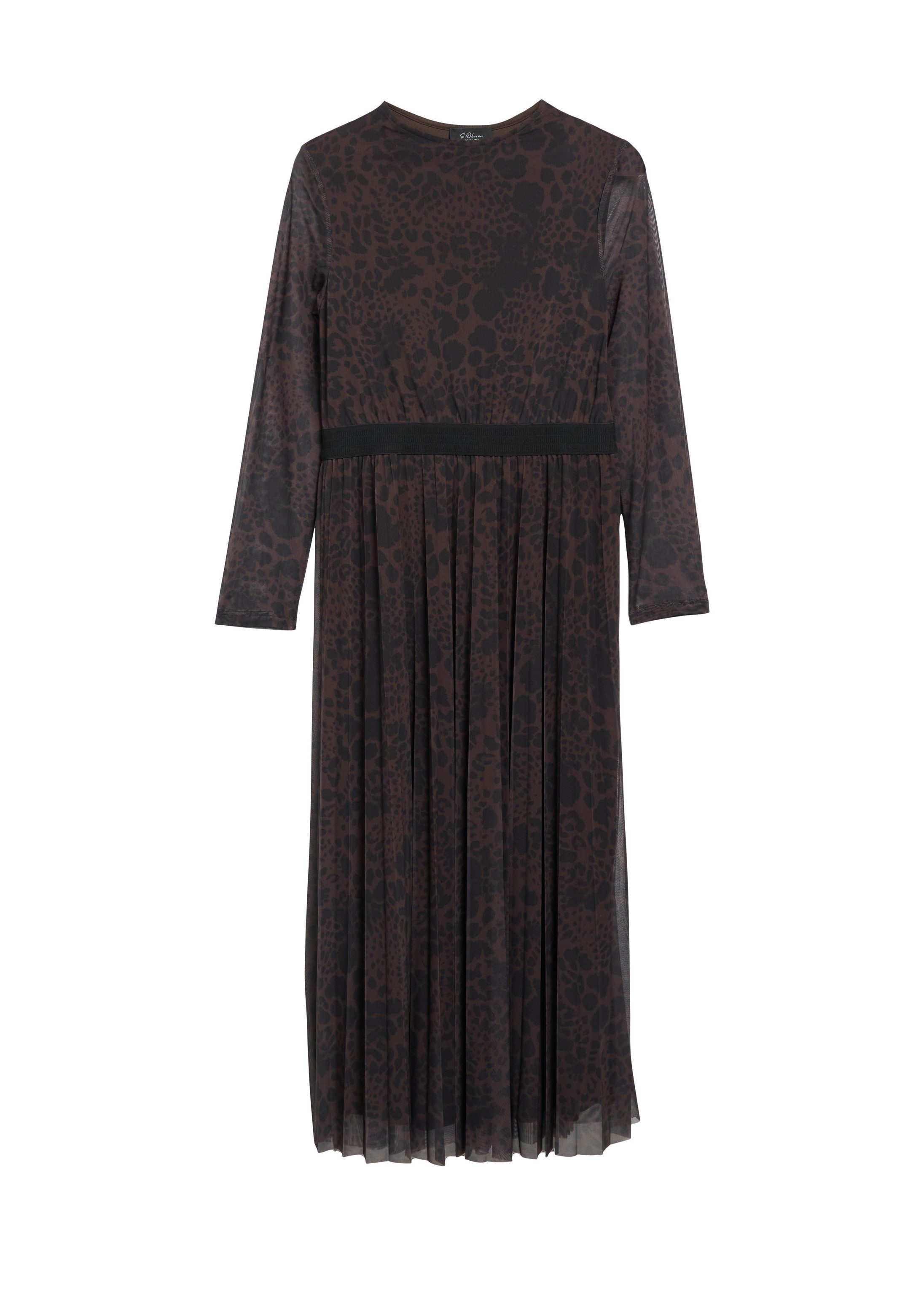 s.Oliver Maxikleid Kleid Meshkleid mit Leo-Print und Plissee