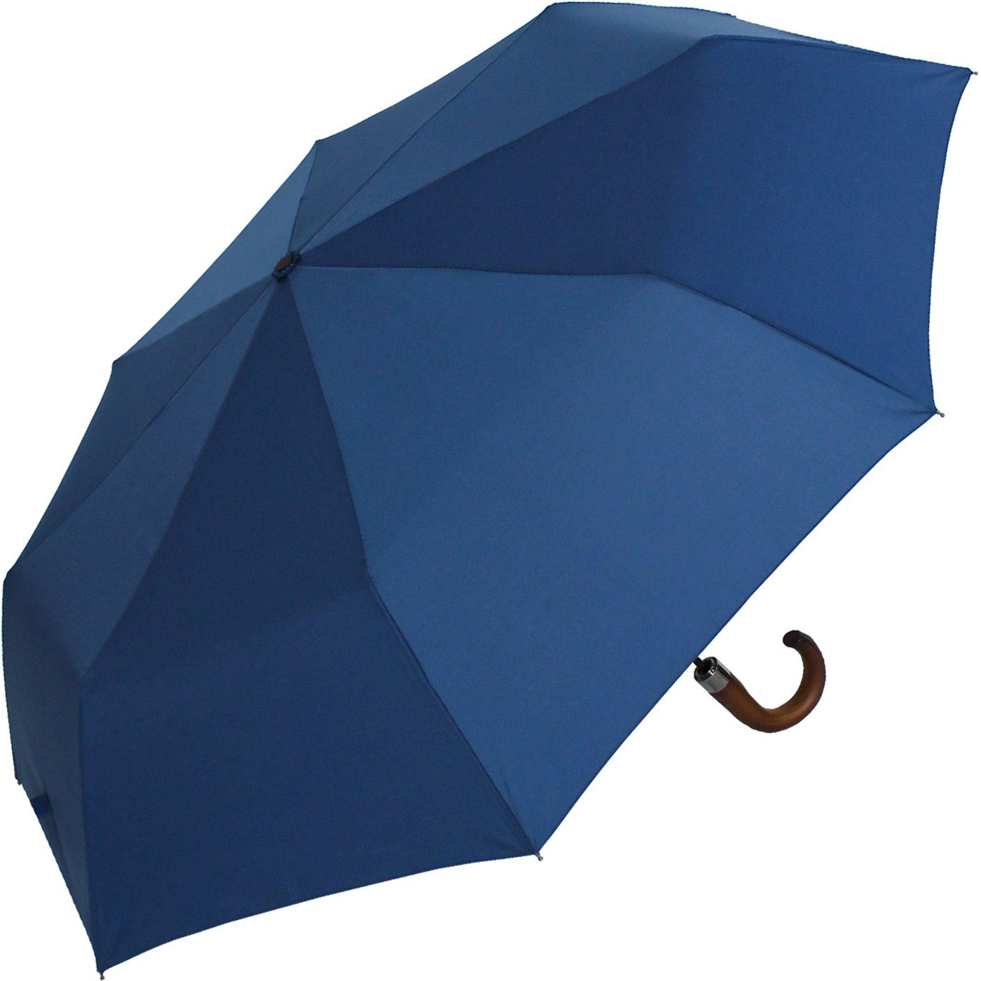 iX-brella Taschenregenschirm Automatik XXL Herrenschirm Holzgriff, riesig navy-blau 121cm mit 