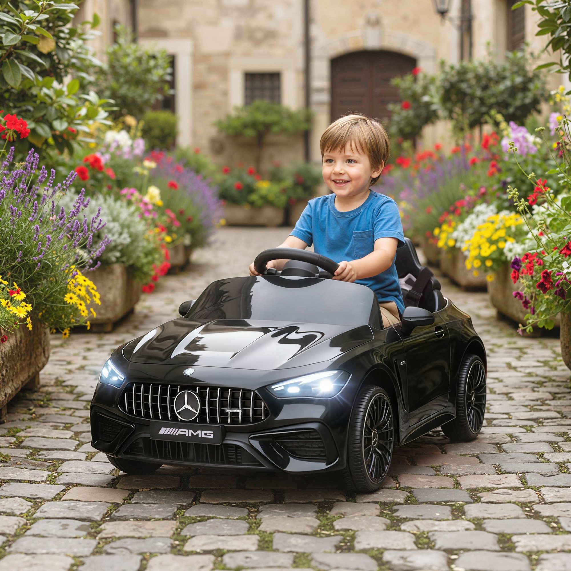 AIYAPLAY Elektro-Kinderauto 12V Kinderauto mit Fernbedienung, Belastbarkeit 25 kg, (1-tlg), für 3-6 Jahre Kinder, Weiß