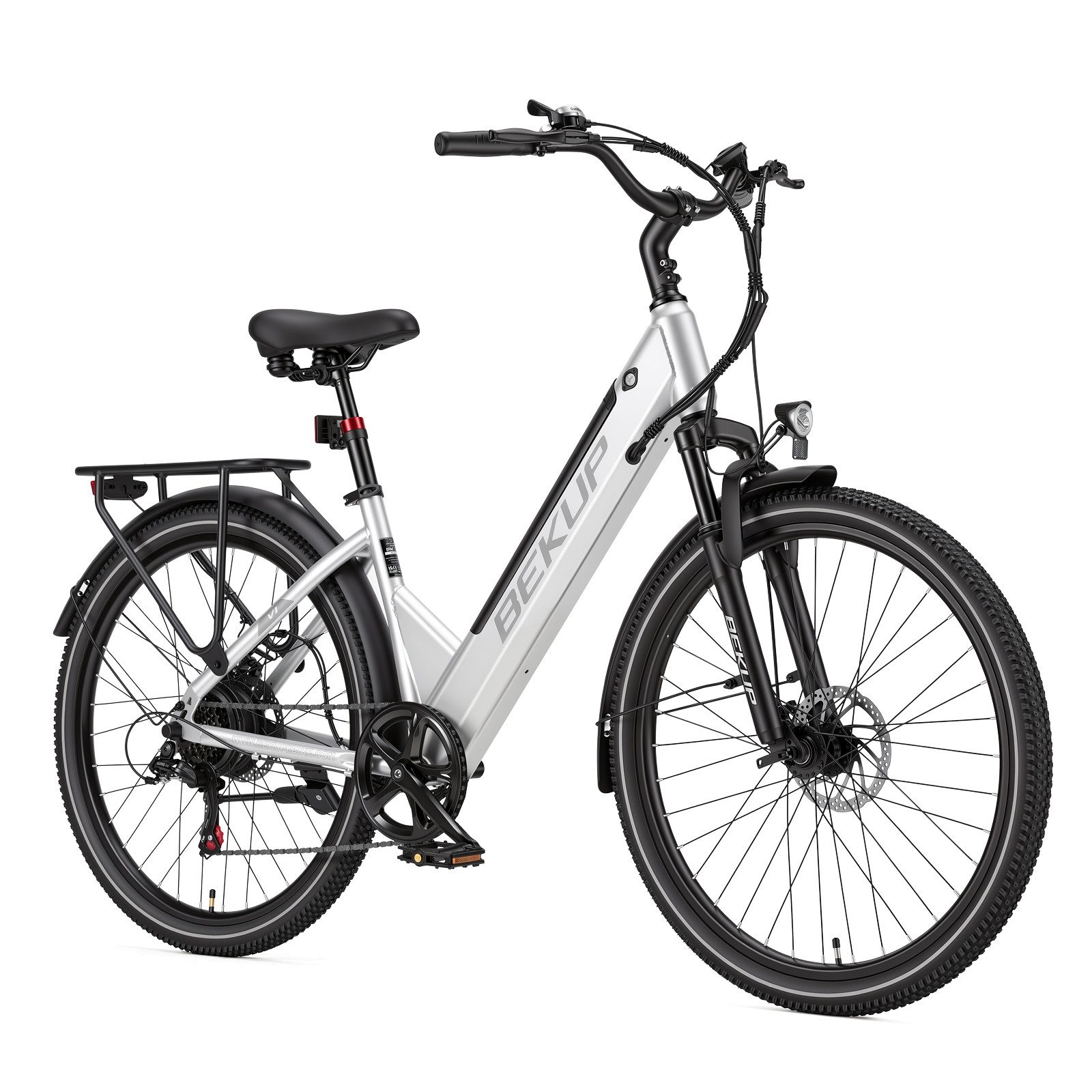 Vankel E-Bike Cityrad 26 Zoll E-Fahrrad Damen u. Herren 522WH, Tiefeinsteiger, 7-Gang, 7 Gang Shimano Shimano Tourney TZ Schaltwerk, Kettenschaltung, Heckmotor, 522 Wh, (Komplettset, E-Bike inklusive Akku und Ladegerät), Entspannt pendeln –Cityrad bis 75 km, Federgabel und Komfortsattel