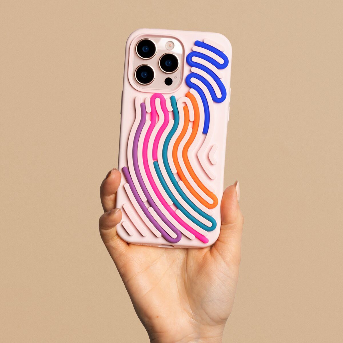COFI 1453 Handyhülle DIY Snake kompatibel mit Apple iPhone 15 Rosa mit Silikonbändern 6,1, Personalisierbare Hülle mit Silikonbändern