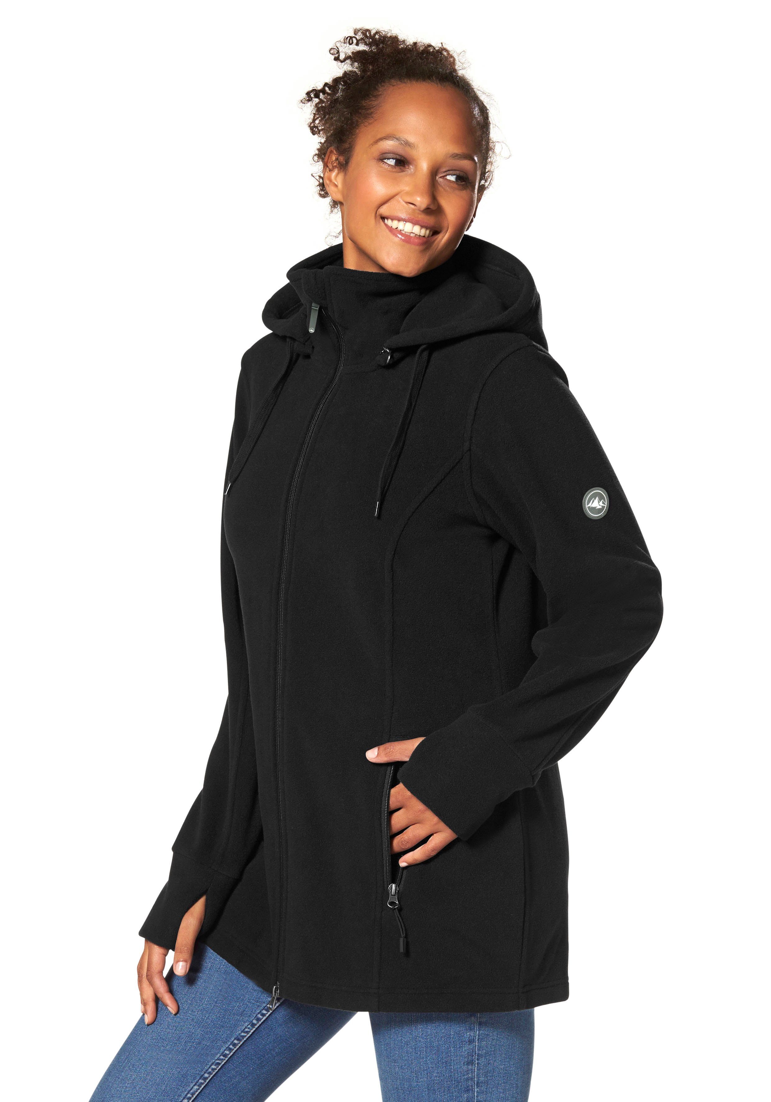 Polarino Fleecejacke mit Kapuze für kalte Tage, aus Fleece, sportlicher Sti günstig online kaufen