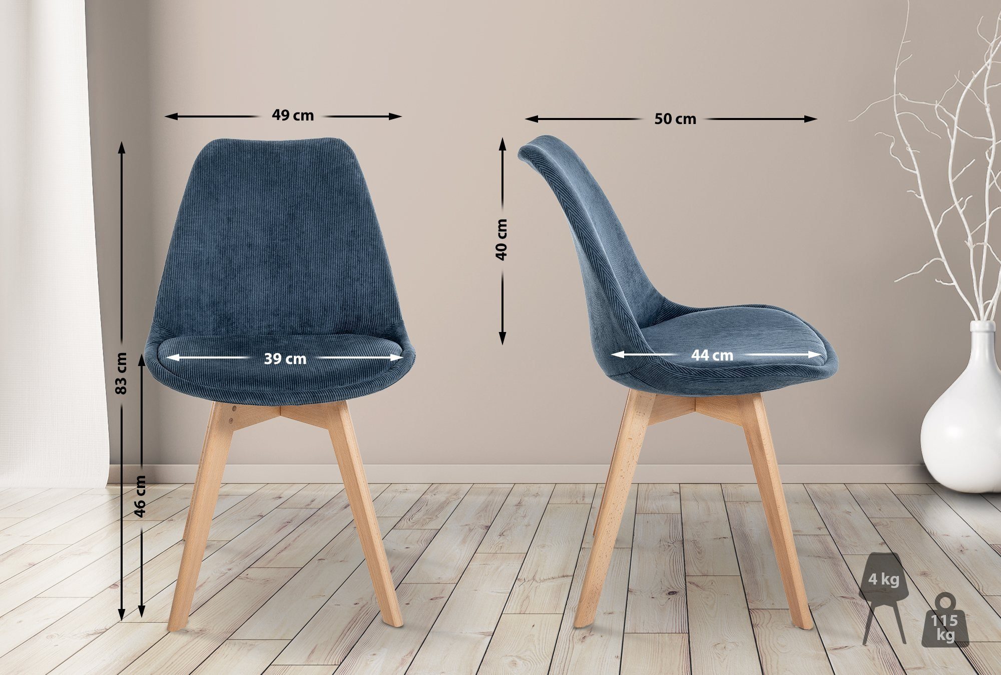 CLP Küchenstuhl Linares (4er Set, 4 St), Buchenholz-Gestell, modern günstig online kaufen