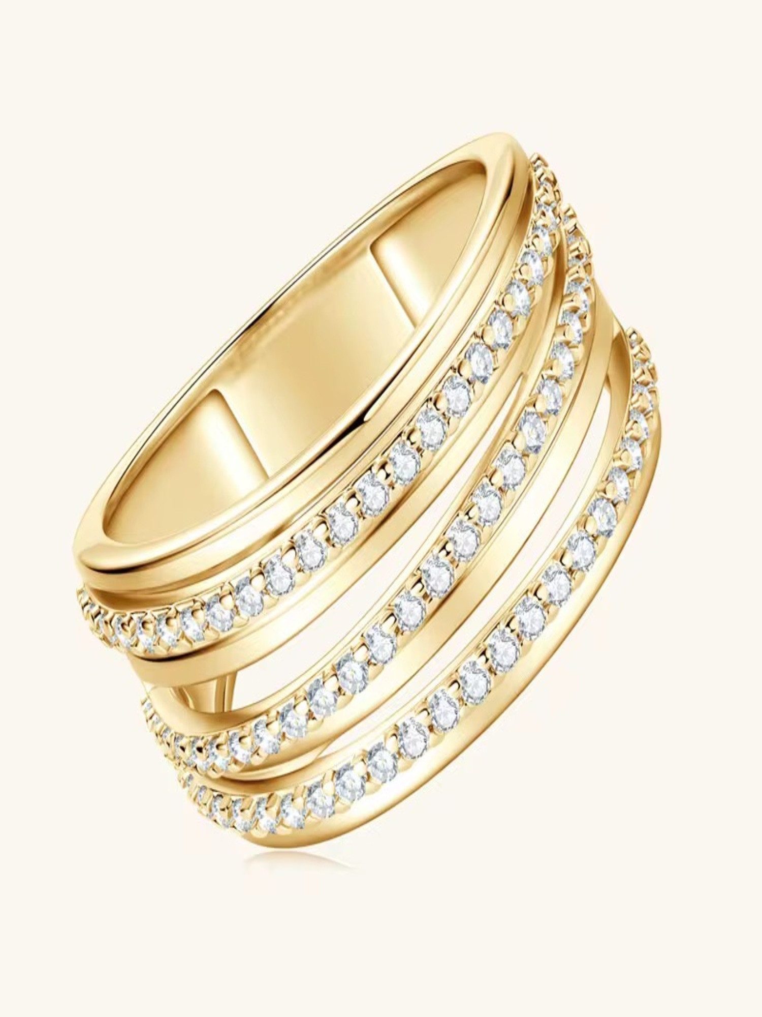 ROUGEMONT Fingerring Funkelnder Damen Ring Zirconia Pavé 18K Vergoldung