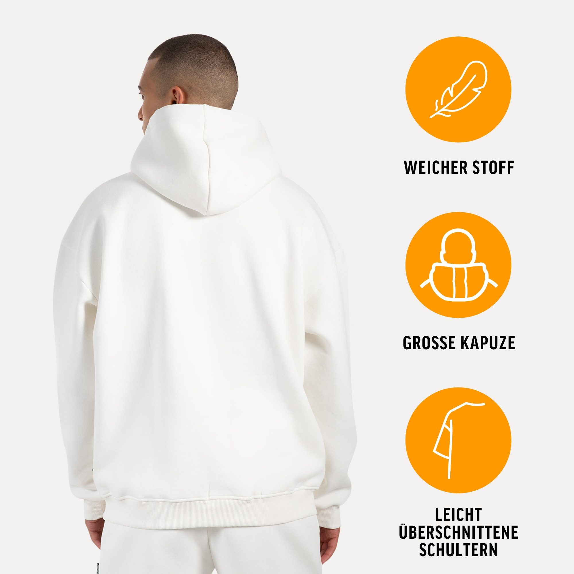 Smilodox Hoodie Dawson, Hochwertiger Kapuzenpullover im Oversize Fit, Sweatshirt Sweater Lässig Kängerutasche Metallabel hoher Baumwollanteil