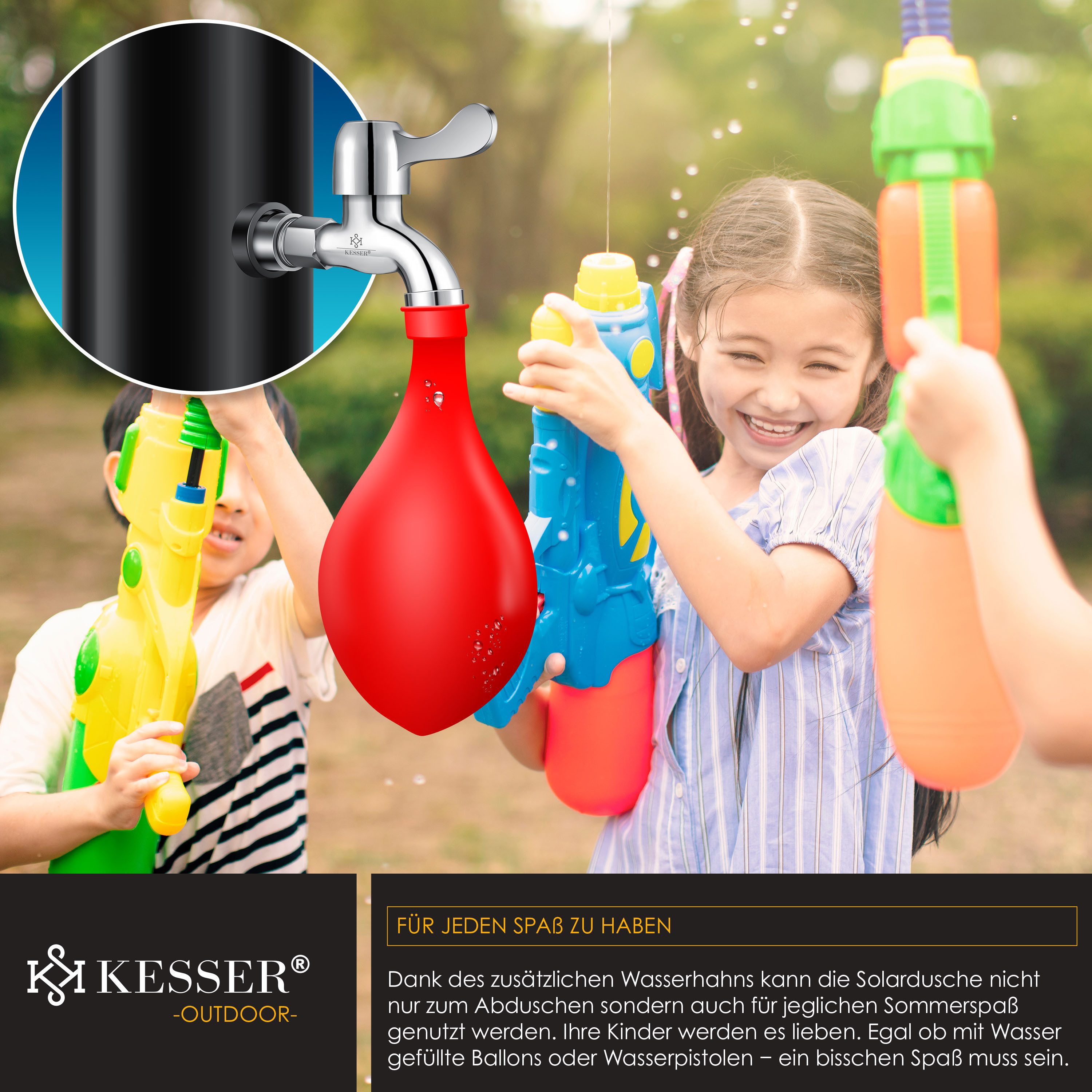 KESSER Solardusche, Solar Gartendusche Solardusche mit Schutzhaube