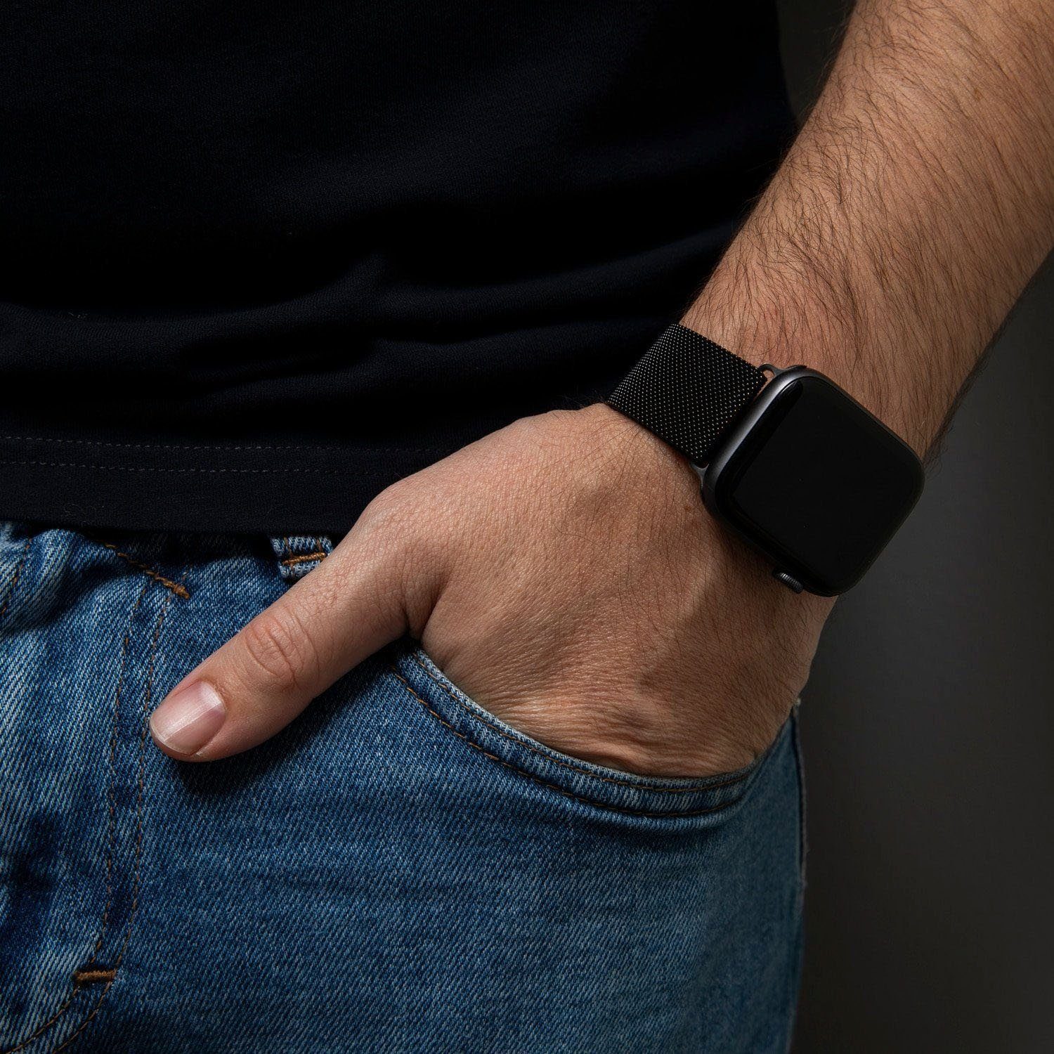 Apple zggzerg Schwarz Kompatibel magnetische mit «Edelstahl Uhrenarmband Strap Absorption