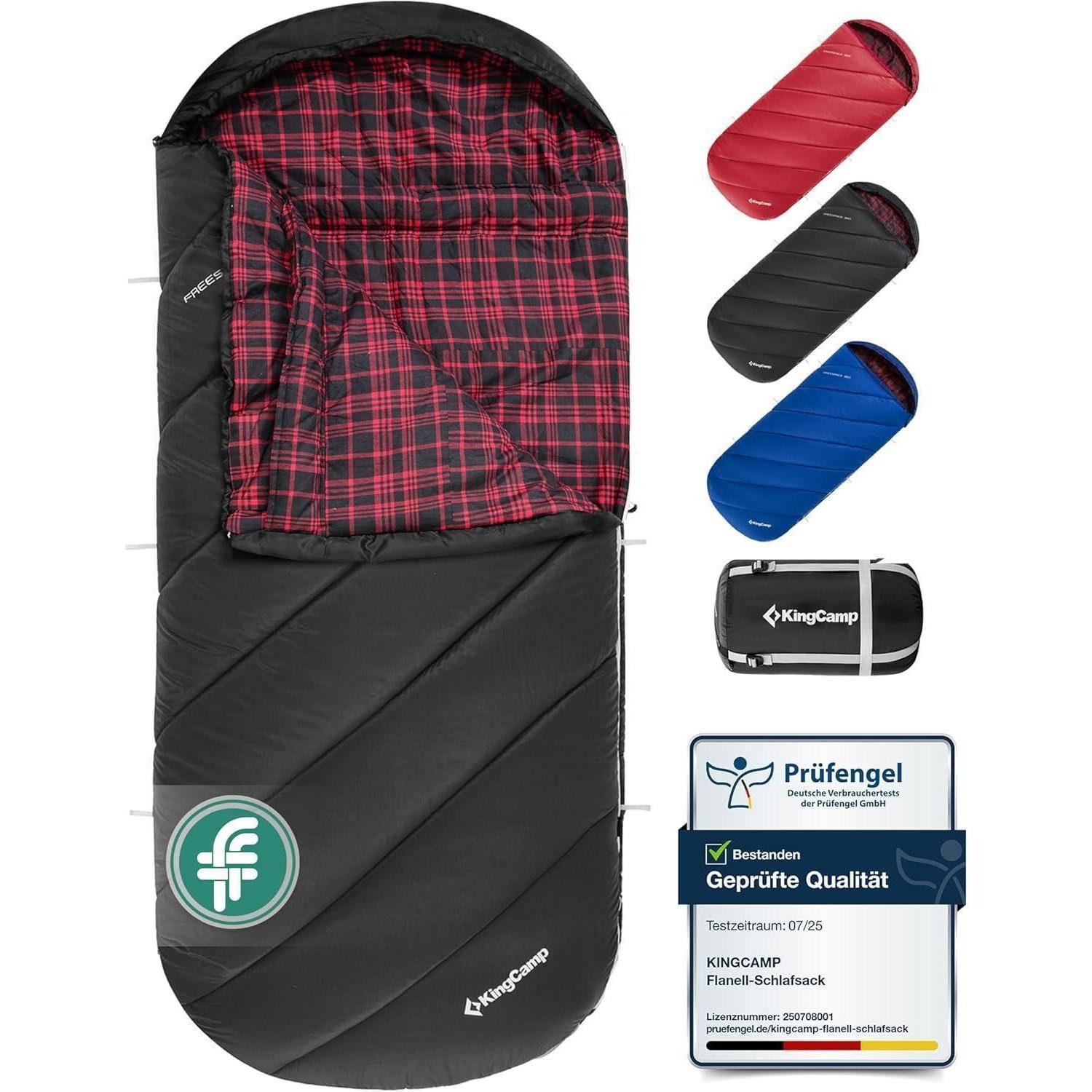LuxusKollektion Deckenschlafsack Schlafsack XXL Deckenschlafsack Baumwolle Flanell #Dick Schwarz
