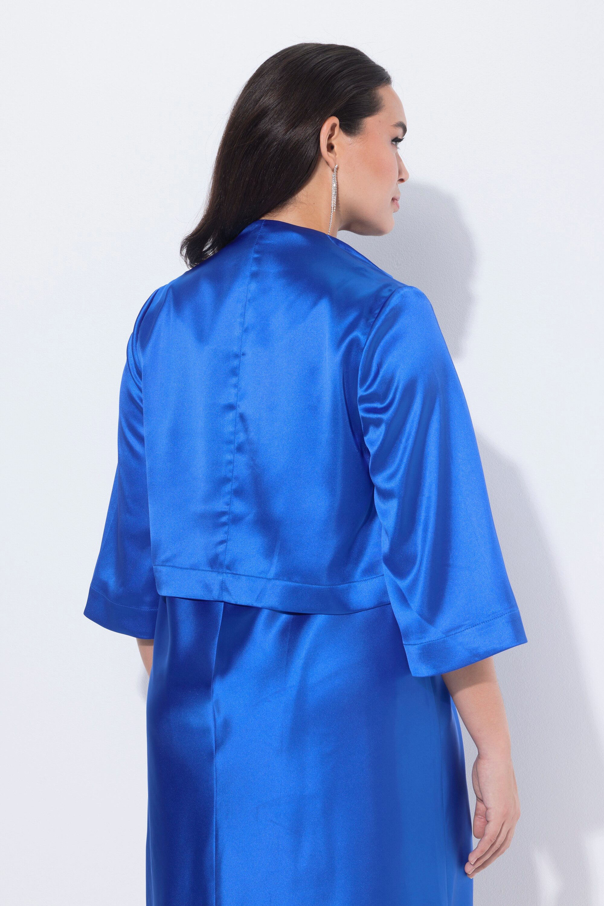 Ulla Popken Kurzjacke Satin-Bolero kurz ohne Verschluss Kelchkragen