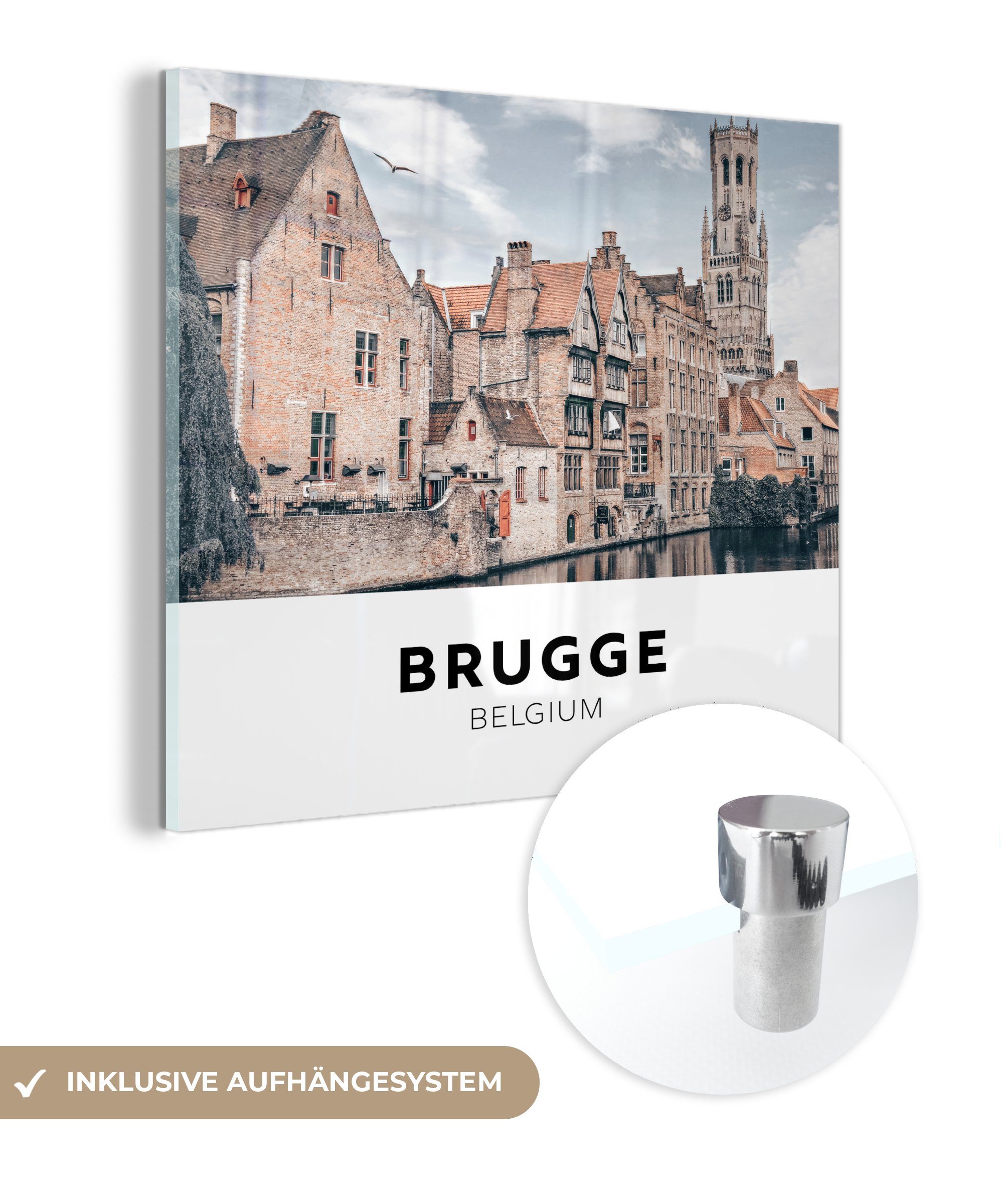 MuchoWow Acrylglasbild Brügge - Belgien - Häuser, (1 St), Glasbilder - Bilder auf Glas Wandbild - Foto auf Glas - Wanddekoration