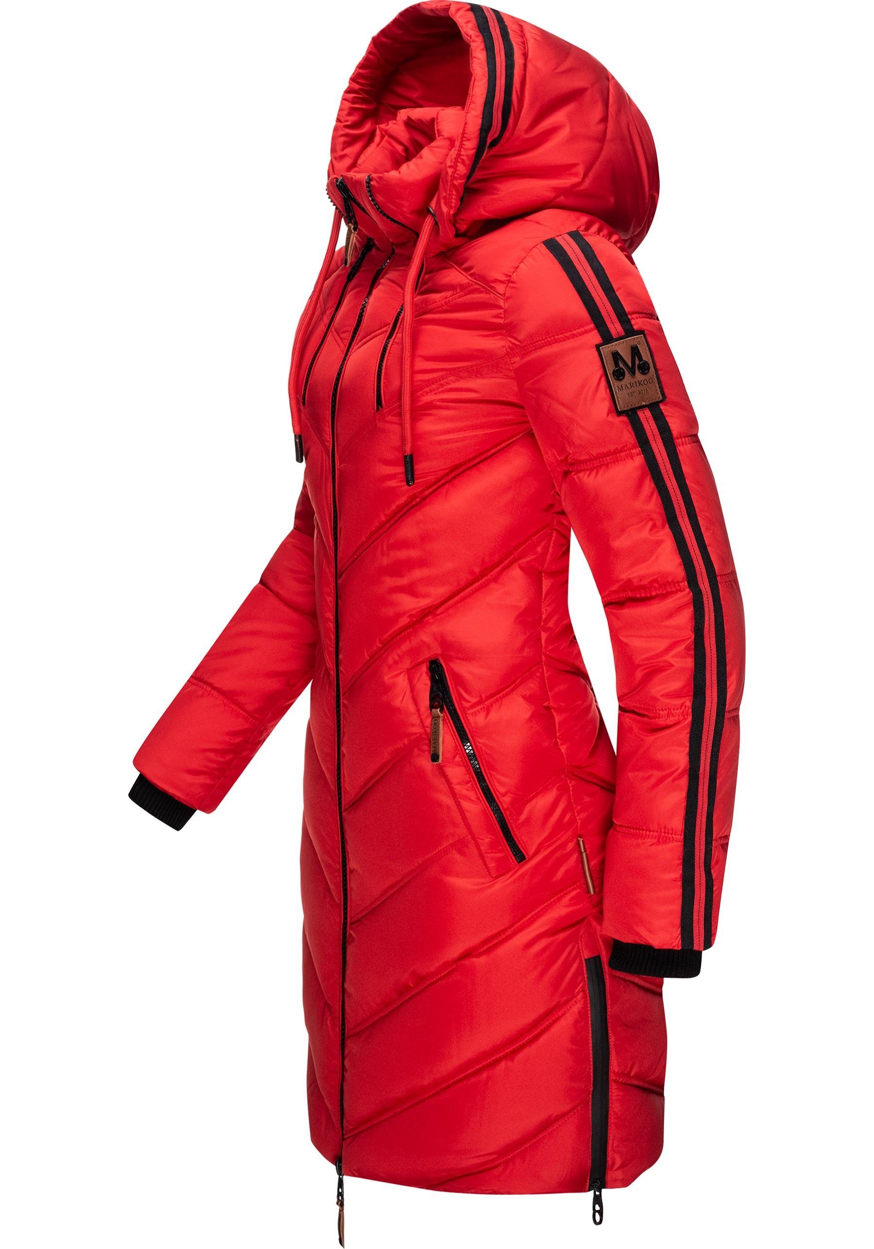 Marikoo Wintermantel Armasa modischer Damen Winter Steppmantel mit Kapuze