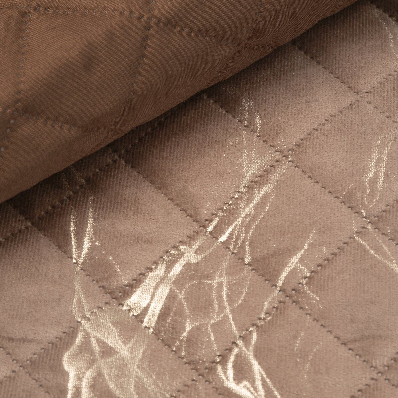 Design91 Tagesdecke Mikrofaser Sommerdecke Bettüberwurf Goldendes Muster, Karomuster Überwurf Glamour Marmor