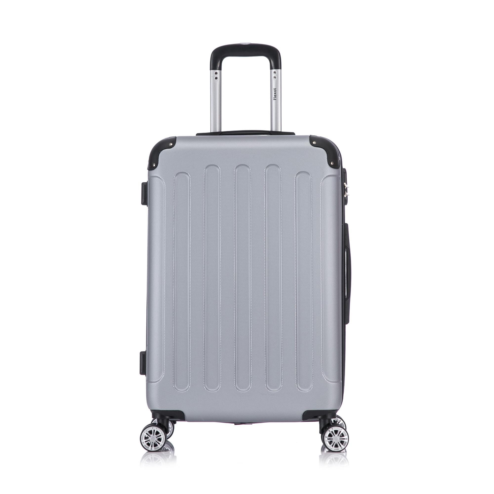 Flexot Hartschalen-Trolley F-2045 Kofferset, 360° Rollen, robuster Reisekoffer, Bordcase, 4 Rollen, Robuster und moderner Koffer mit vier 360° Rollen und Zahlenschloss