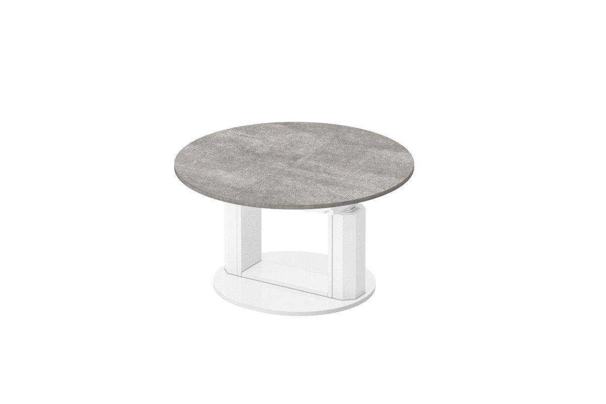 Couchtisch HEM-111 designimpex Weiß Beton / Hochglanz höhenverstellbar Hochglanz ausziehbar Design Tisch Couchtisch
