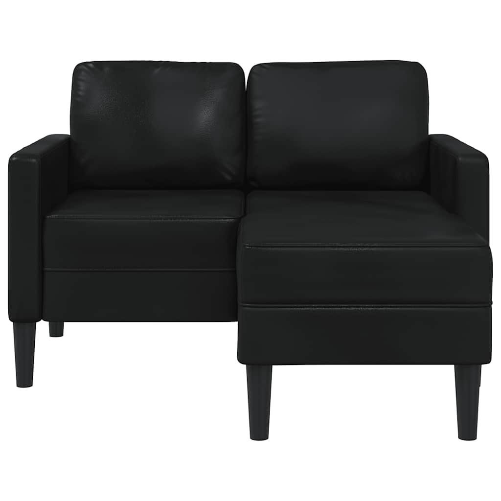 vidaXL Sofa 2-Sitzer-Sofa mit Chaiselongue L-förmig Schwarz 125 cm Kunstleder, 1 Teile – Bild 3 von 5