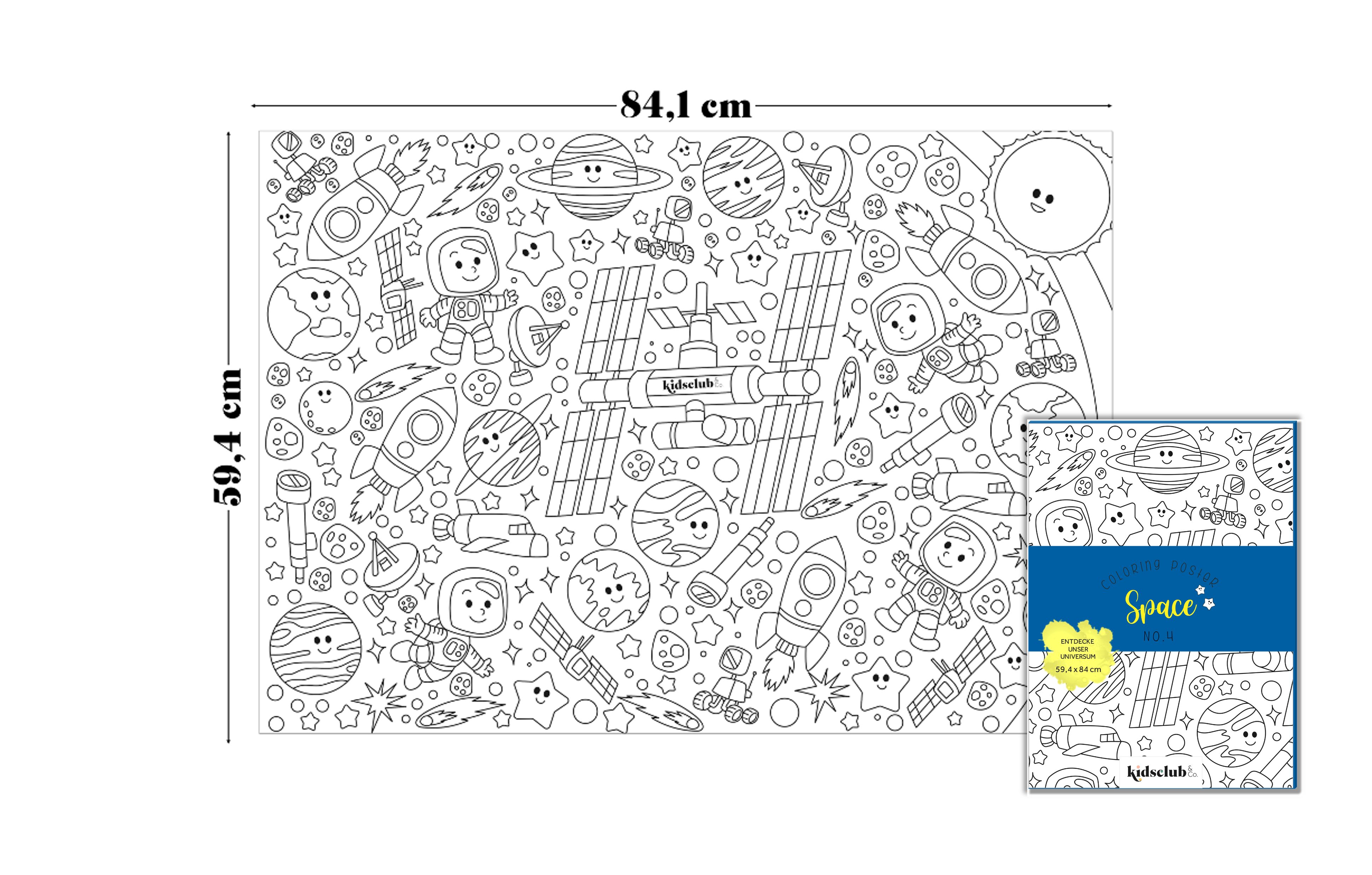 Kidsclub & Co. Malvorlage,  Ausmalposter "Space" - Malen & Kreativität für Kinder