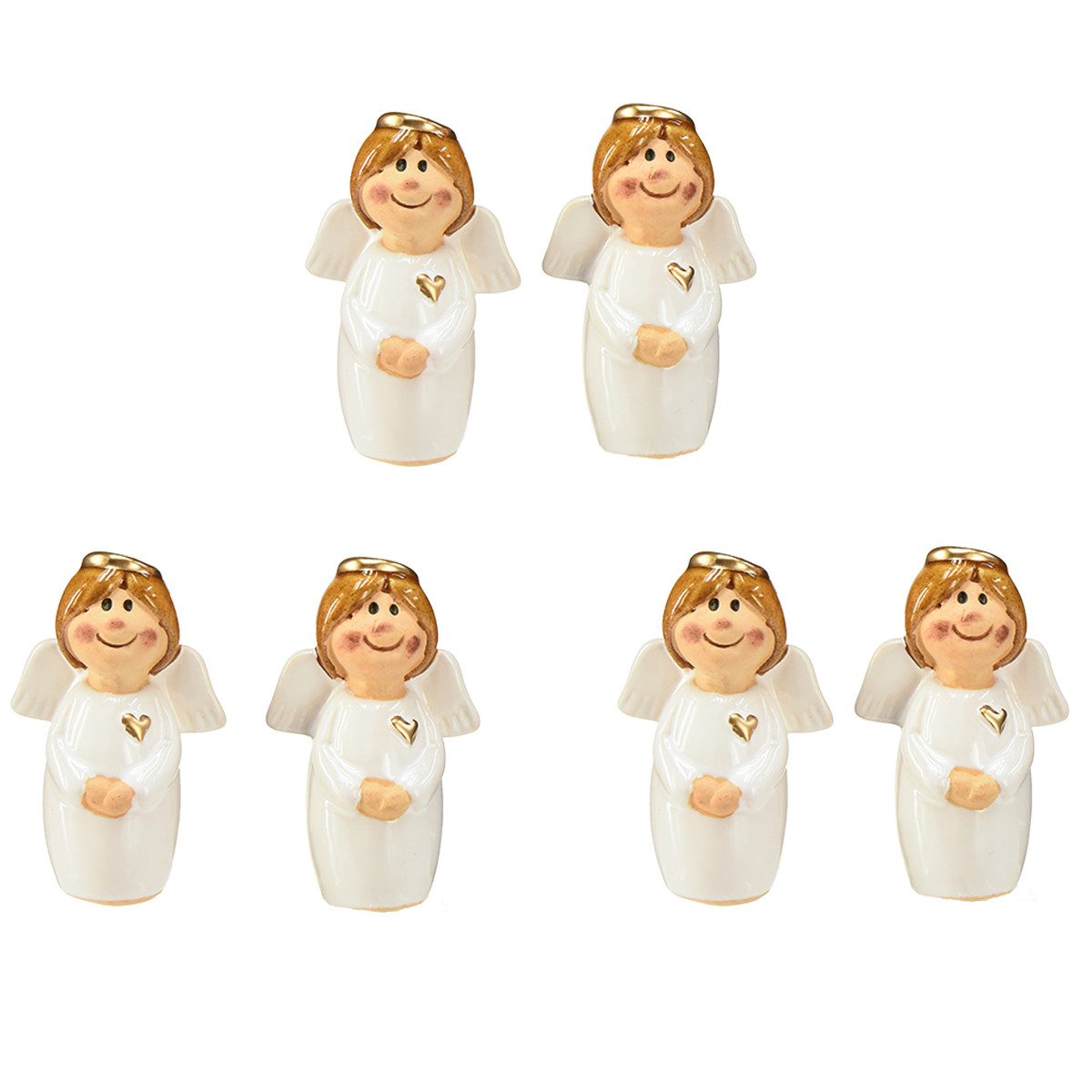 Florists Products Weihnachtsmann Keramik-Engel 7 cm Weiß mit Goldakzenten – Deko &, 6 Stück
