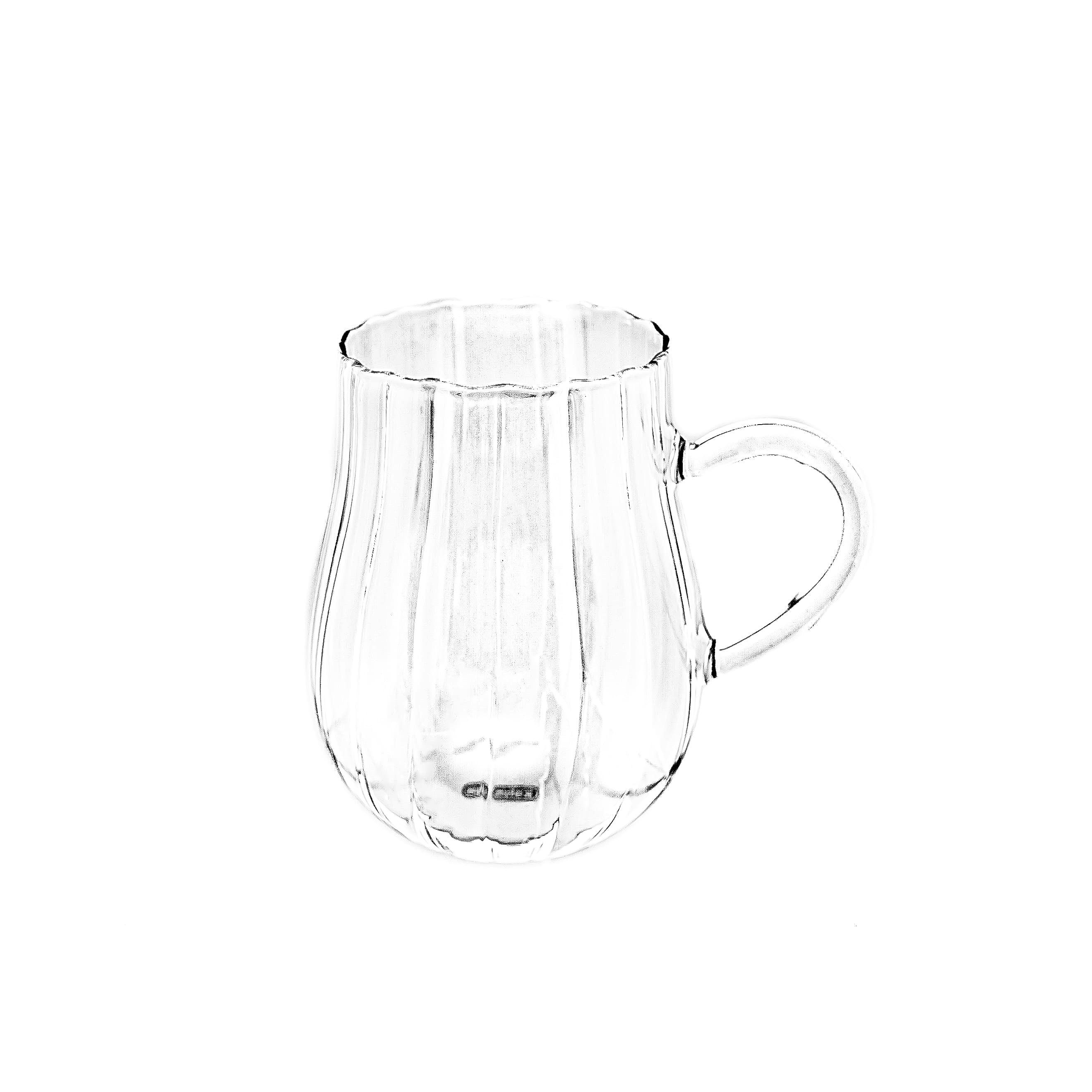 Mulex Teeglas Riffle Gläser-Set 350 ml - Tee - mit Henkel aus Borosilikatglas, 2-tlg.