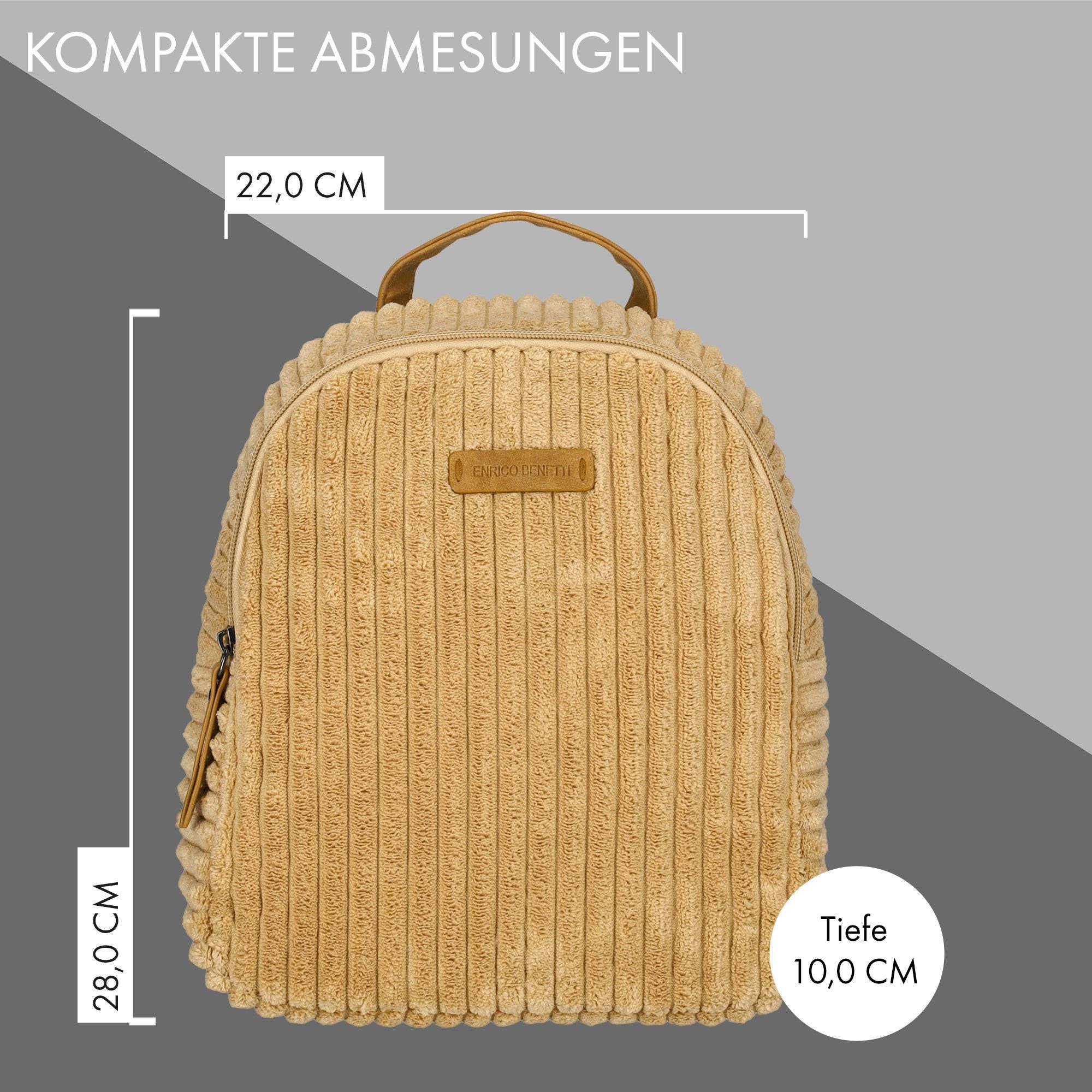 Enrico Benetti Freizeitrucksack Rucksack Damen klein - Cityrucksack - Freizeitrucksack leicht (Cityrucksack, Freizeitrucksack leicht), aus weichem Cord ähnlichem Stoff