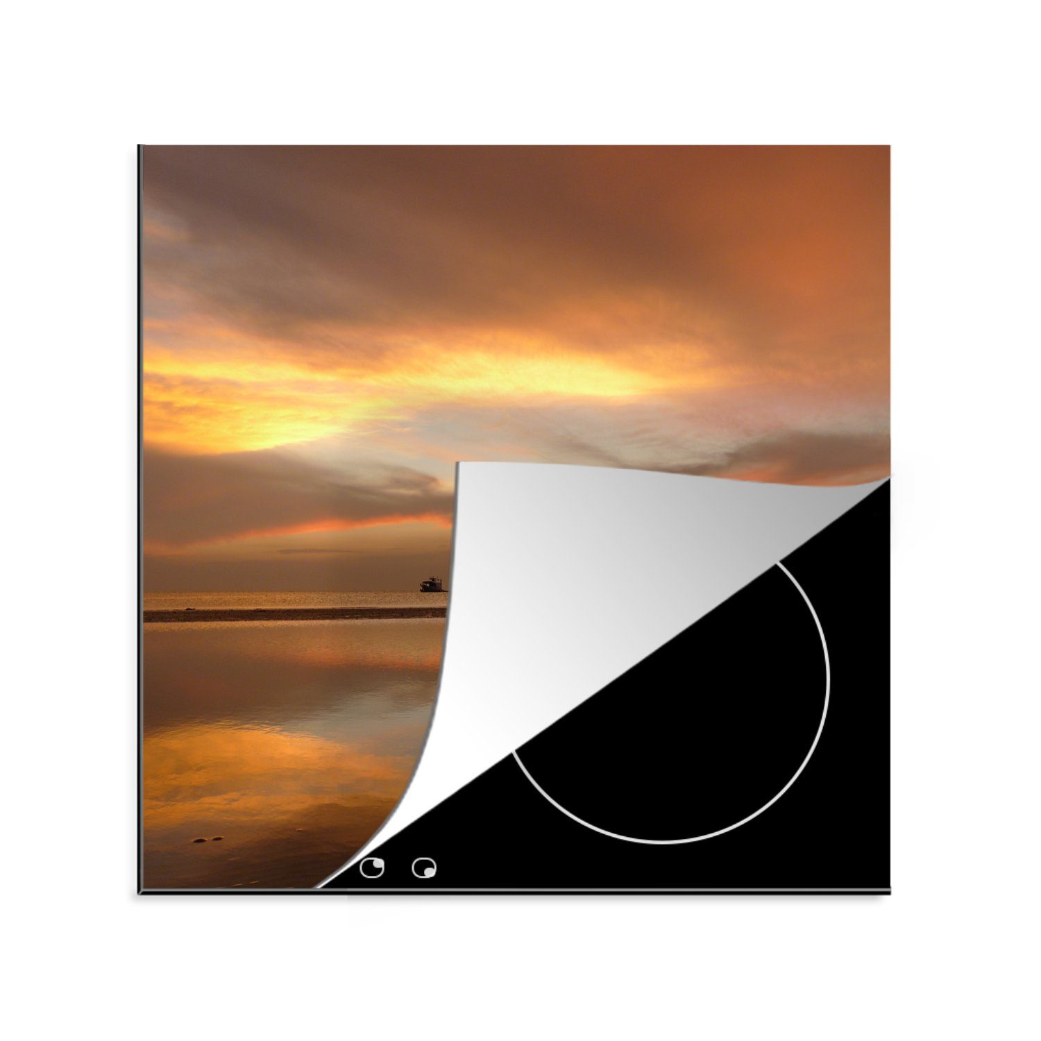MuchoWow Herdblende-/Abdeckplatte Sonnenuntergang über dem Sairee Beach auf Ko Tao in Thailand., Vinyl, (1 tlg), 78x78 cm, Ceranfeldabdeckung, Arbeitsplatte für küche