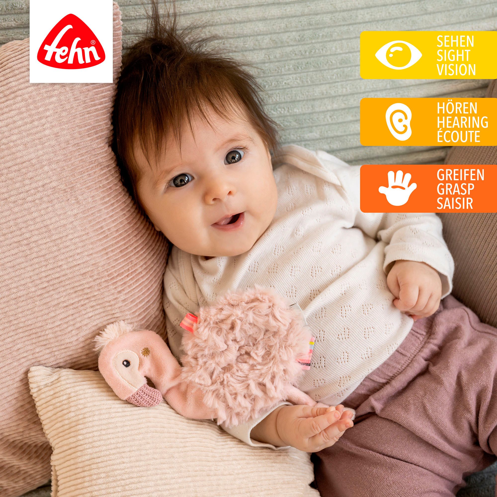 Fehn Greifspielzeug Lazy, Crazy & Pink, Knister-Flamingo günstig online kaufen