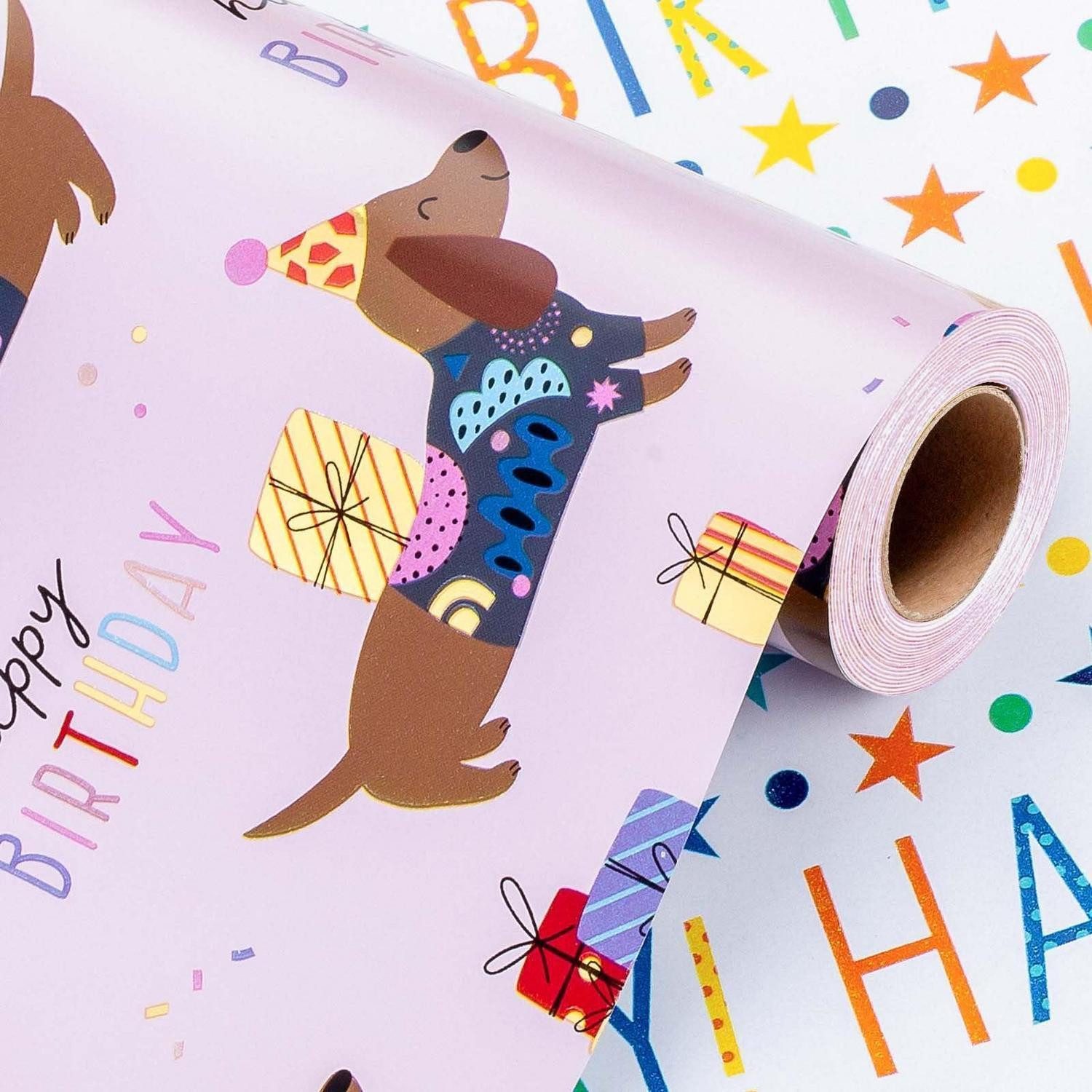 LuxusKollektion Geschenkpapier Geschenkpapier Hundeballon 43x1000cm rosa