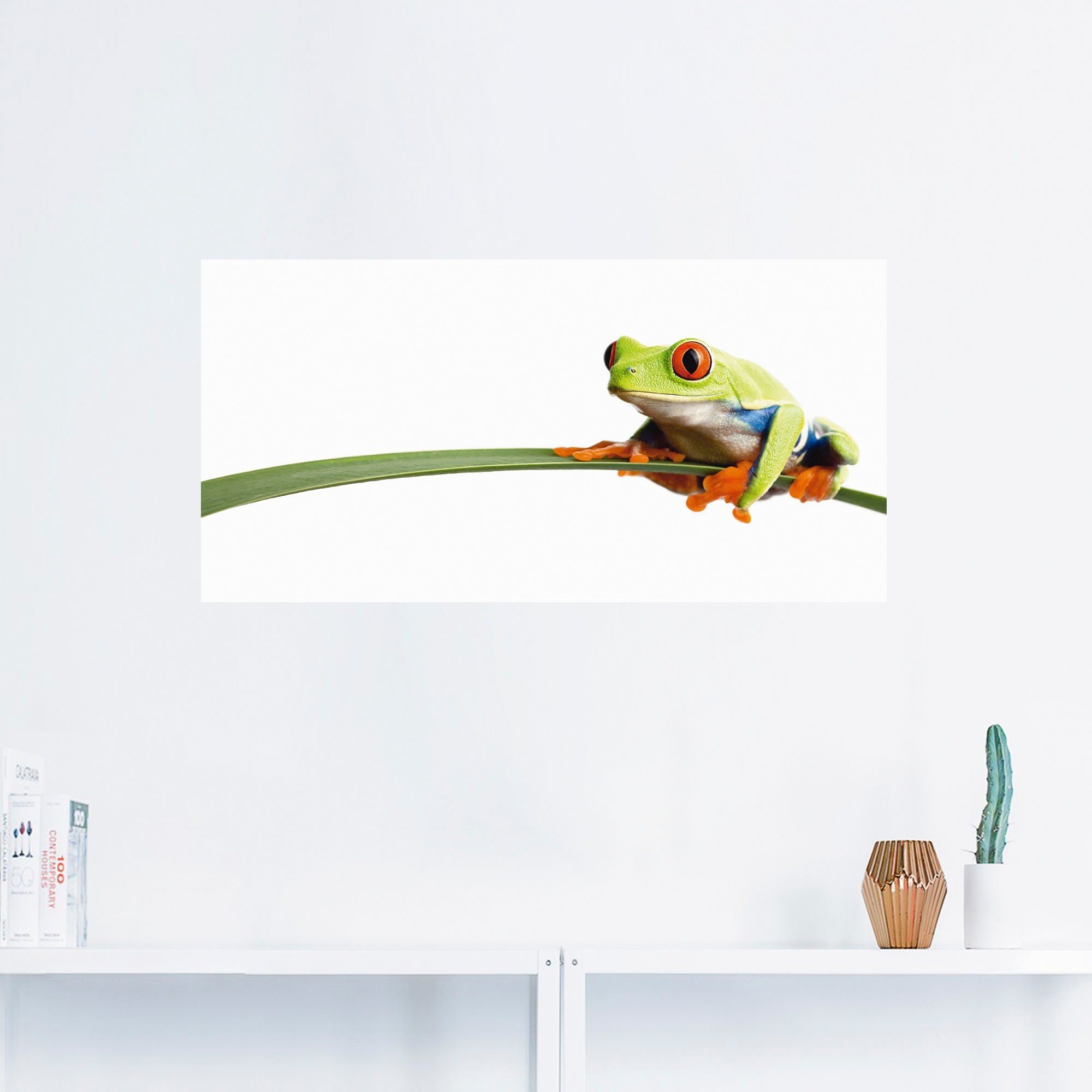 Artland Wandbild Frosch Blatt, Poster Leinwandbild, oder auf (1 als Wassertiere Alubild, versch. St), in Größen einem Wandaufkleber