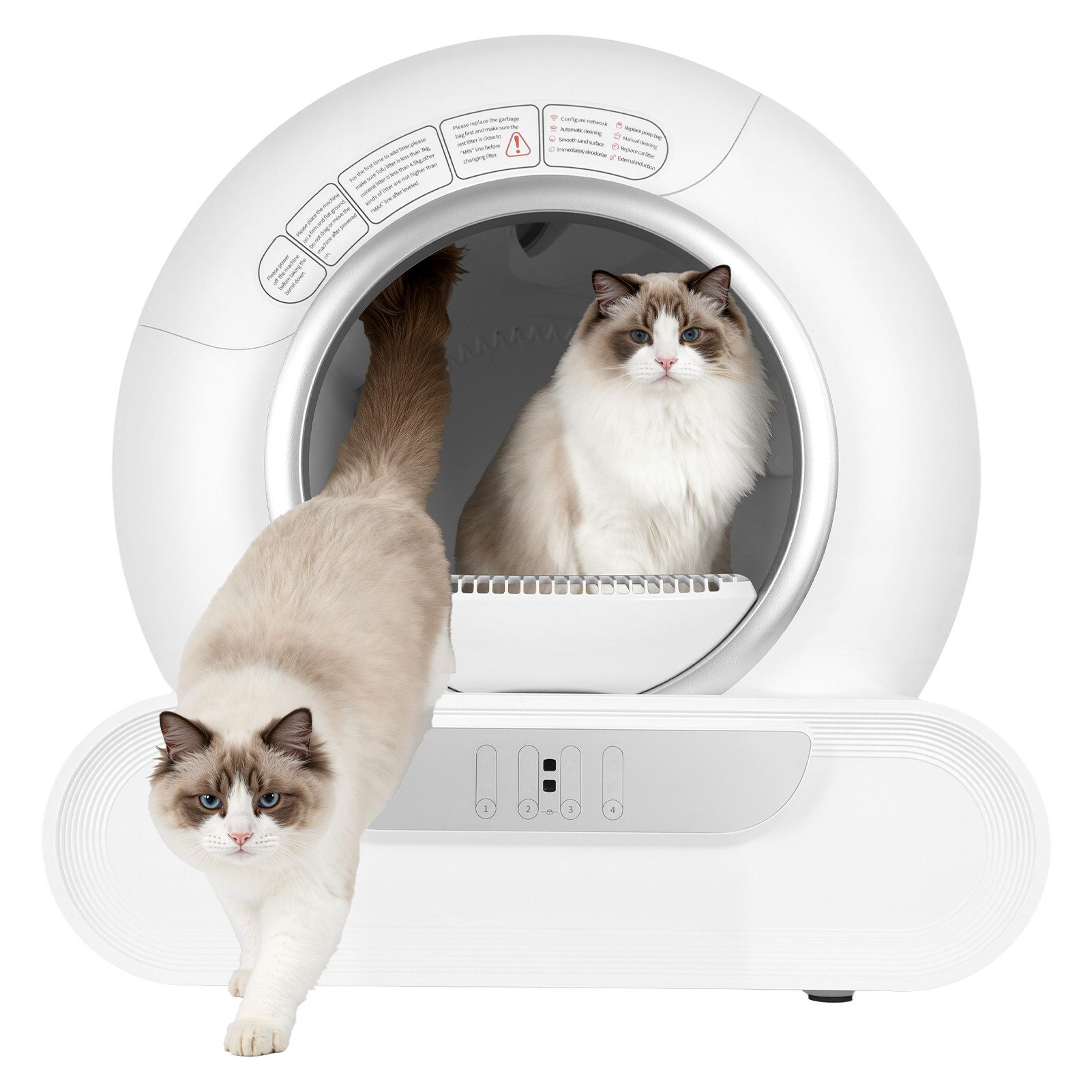 Rutaqian Katzentoilette Selbstreinigende Katzentoilette,Elektrisch Katzenklo mit APP-Steuerung, Elektr. Katzenklo mit Doppel-Geruchsneutralisation & Sicherheitsdesign