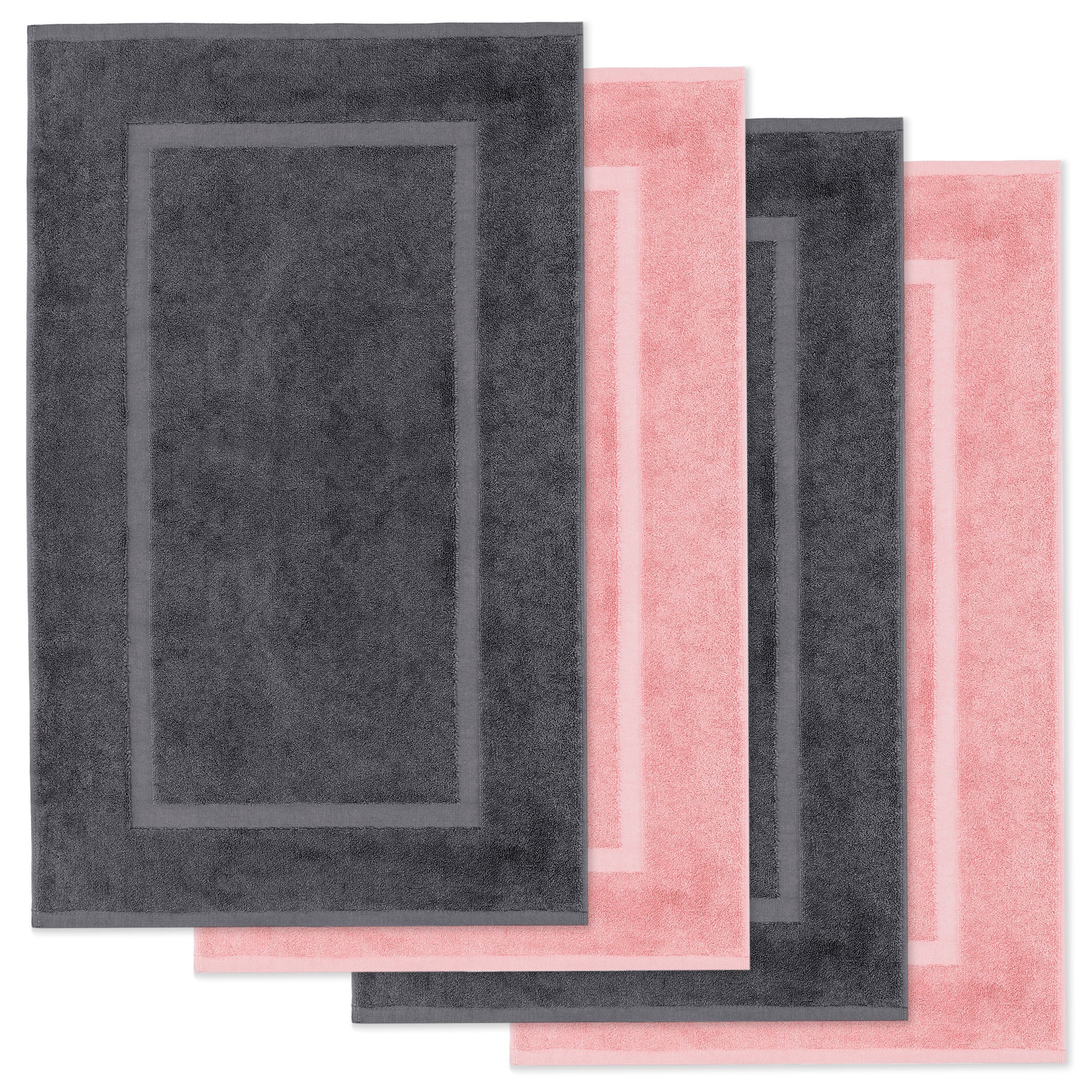 Lavea Badematte 4er Set Badeteppiche Elena Frottee 50x80 cm Badvorleger, 100% Baumwolle, 500 g/m² Frottier, weich & saugstark, pflegeleicht