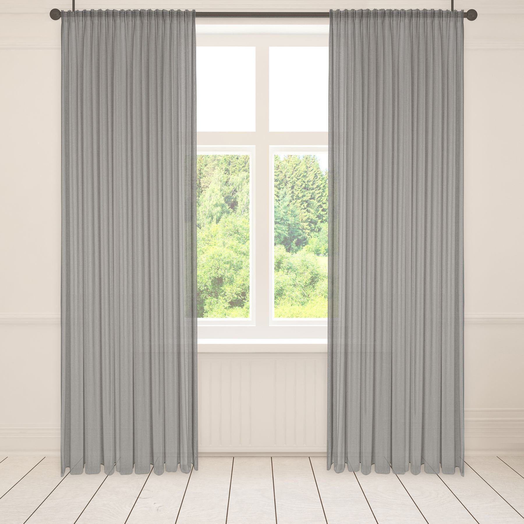 Asphald Gardine Gardinen auf Maß grau-taupe Webware 3er Falte 1:2,5 (1 St), Faltenband, St.Br 200cm f.Breite 80cm