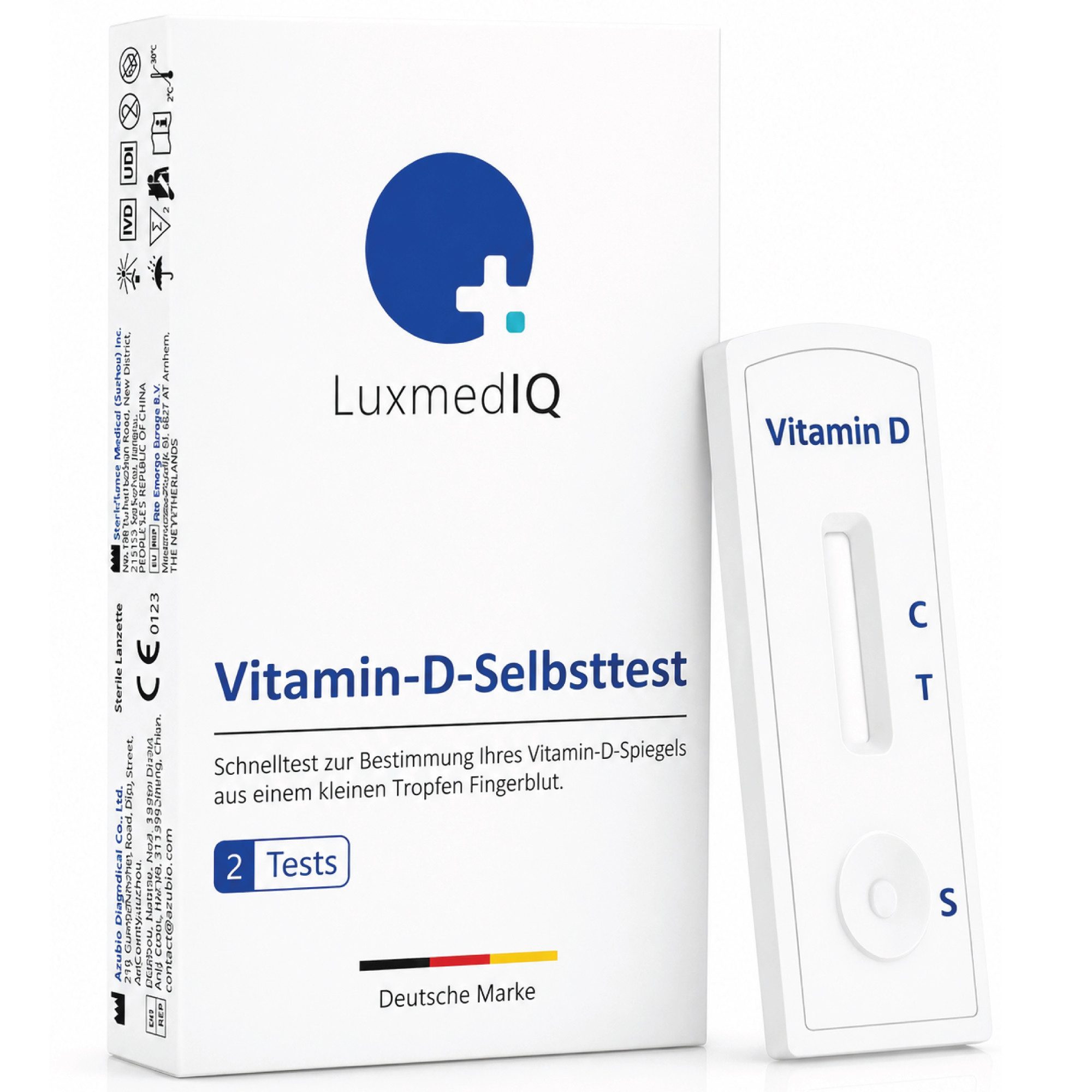 LuxmedIQ Nährstoffmangeltest Vitamin D Test für Zuhause - Vitamin D Spiegel im Blut einfach messen, 2-tlg.