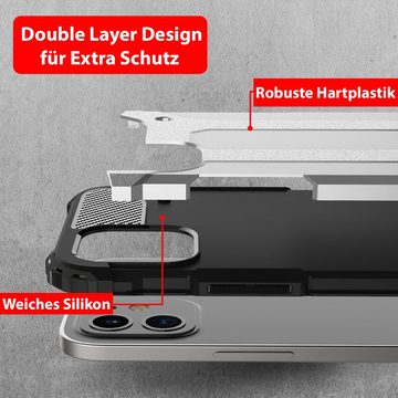 FITSU Handyhülle Outdoor Hülle für Apple iPhone 12 Mini Silber 5,4 Zoll, Robuste Handyhülle Outdoor Case stabile Schutzhülle mit Eckenschutz