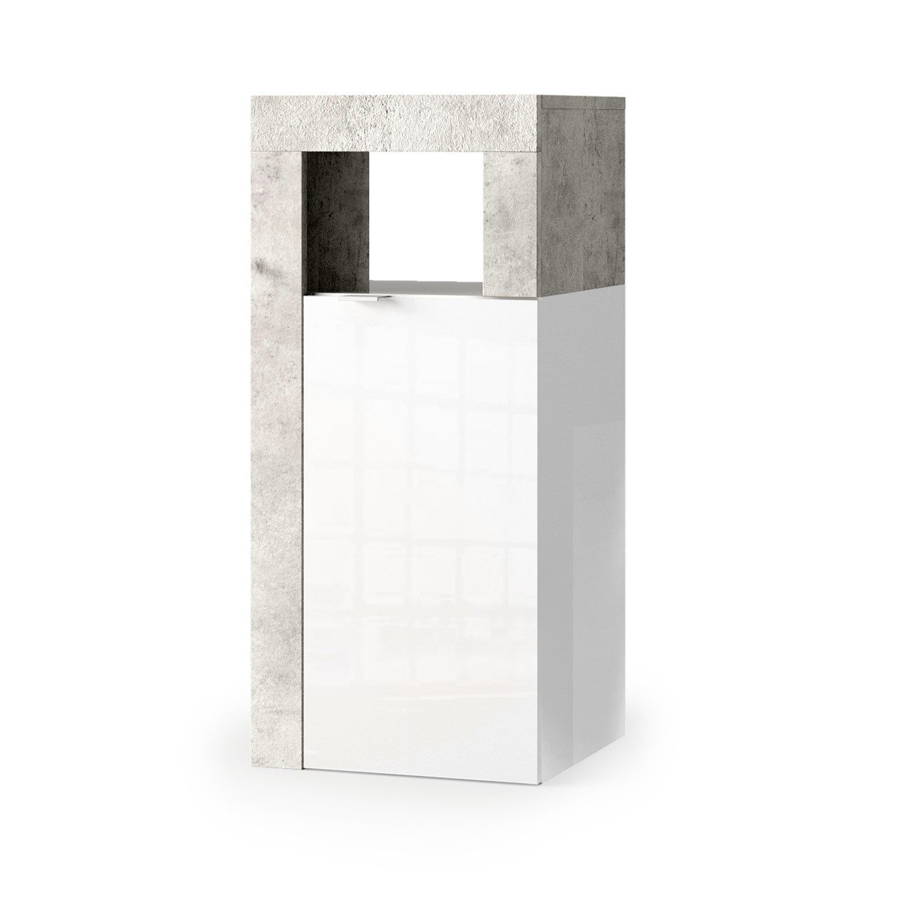 freiraum Badkommode HAMBURG, 1 Tür, 1 Boden, FSC, in Weiß / Beton-Optik - 35x78x35 (BxHxT)
