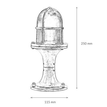 Licht-Erlebnisse Sockelleuchte SANTORIN, ohne Leuchtmittel, Kleiner Leuchtenschirm Standleuchte Messing maritim Garten Lampe