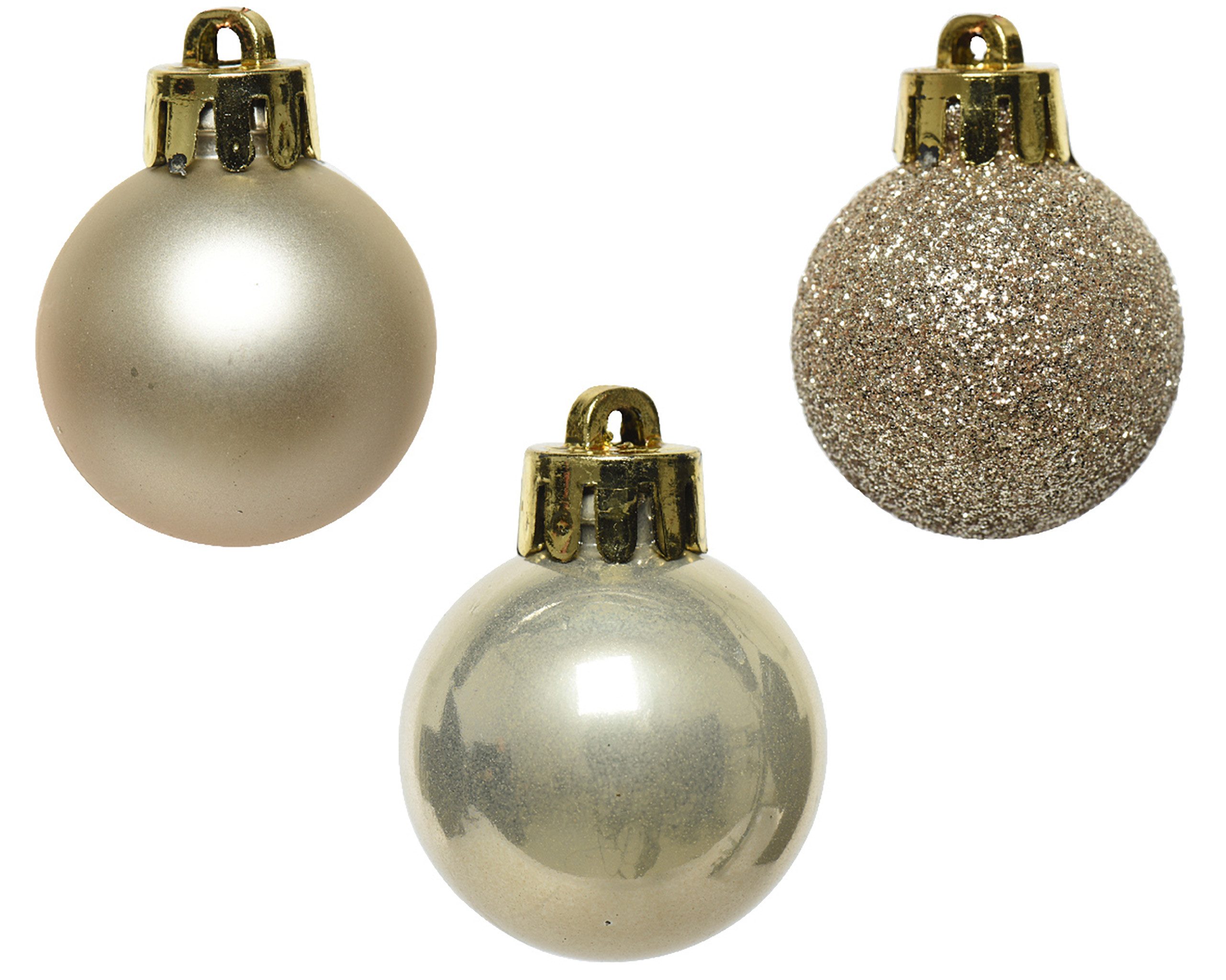 Kaemingk Weihnachtsbaumkugel, Weihnachtskugeln Kunststoff 3cm 14er Set - Perle