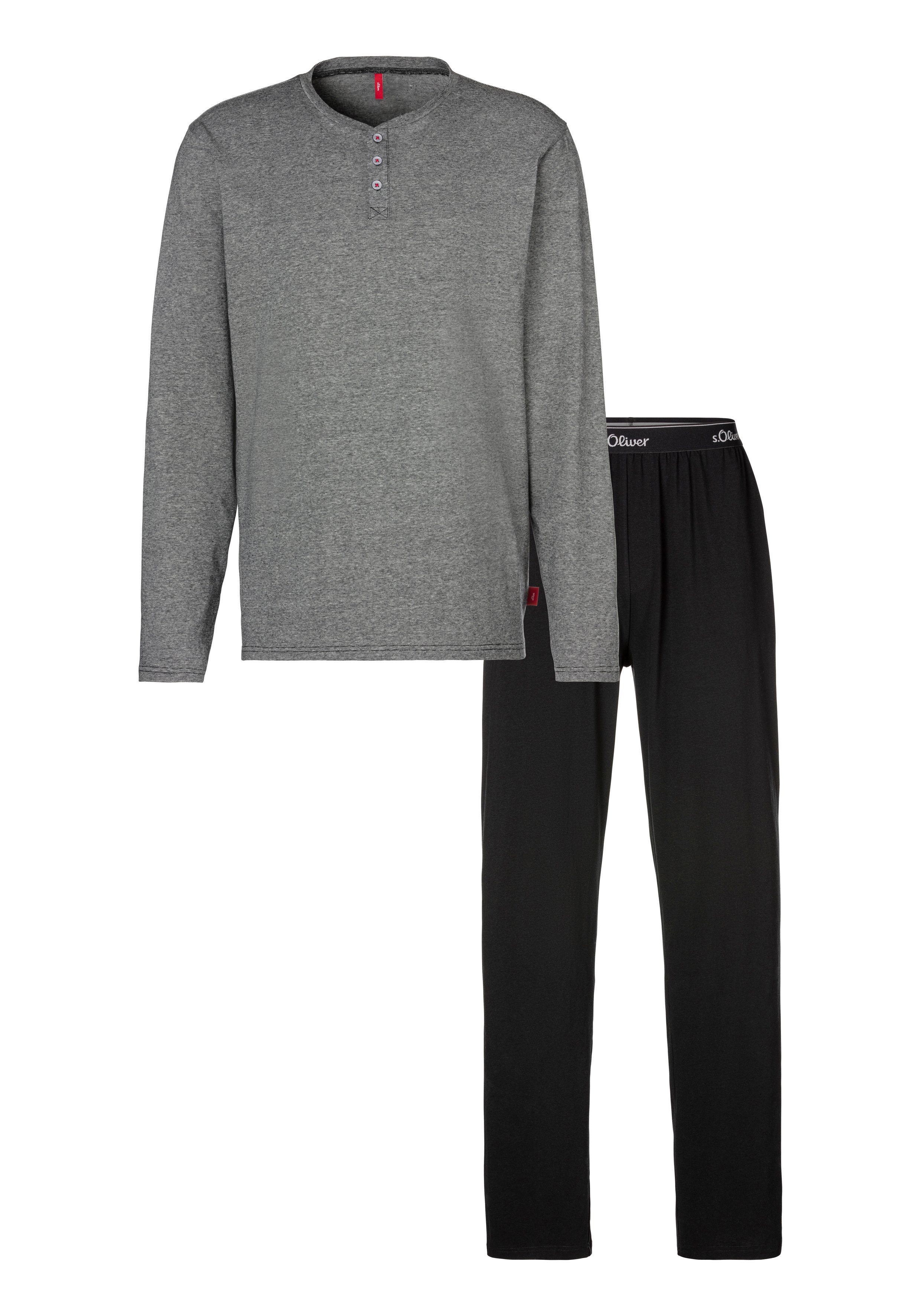 s.Oliver Pyjama, (2 tlg., 1 Stück), Schlafanzug mit Knopfleiste günstig online kaufen
