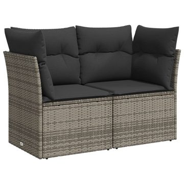 vidaXL Loungesofa Gartensofa 2-Sitzer mit Kissen Grau Poly Rattan