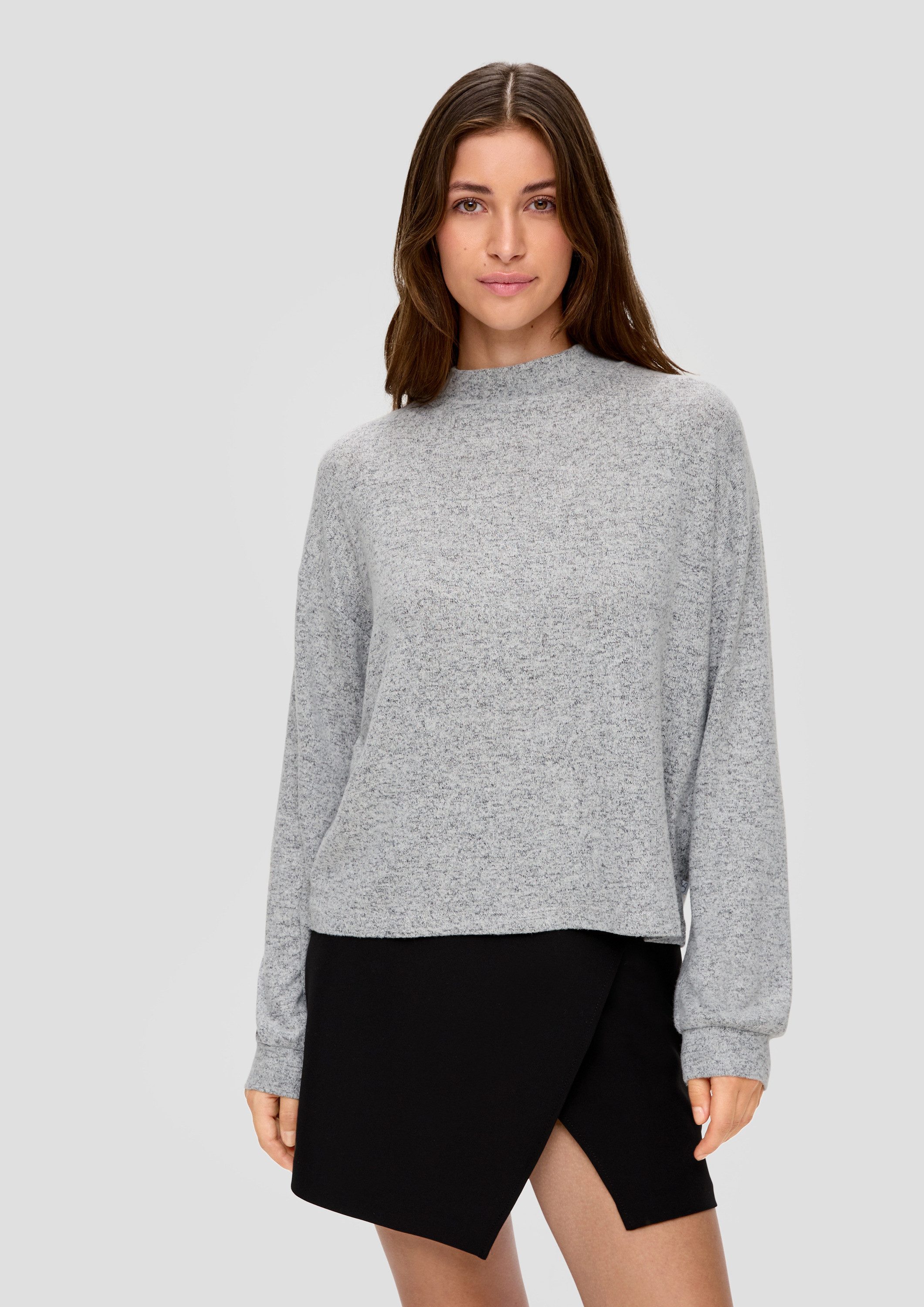 QS Langarmshirt T-Shirt Aufgerautes Longsleeve aus Viskosestretch günstig online kaufen