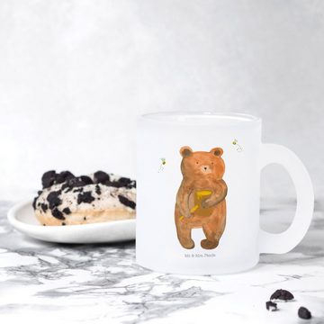 Mr. & Mrs. Panda Teeglas Bär Honig - Transparent - Geschenk, Teddy, Glas Teetasse, Tasse mit H, Premium Glas, Edler Aufdruck