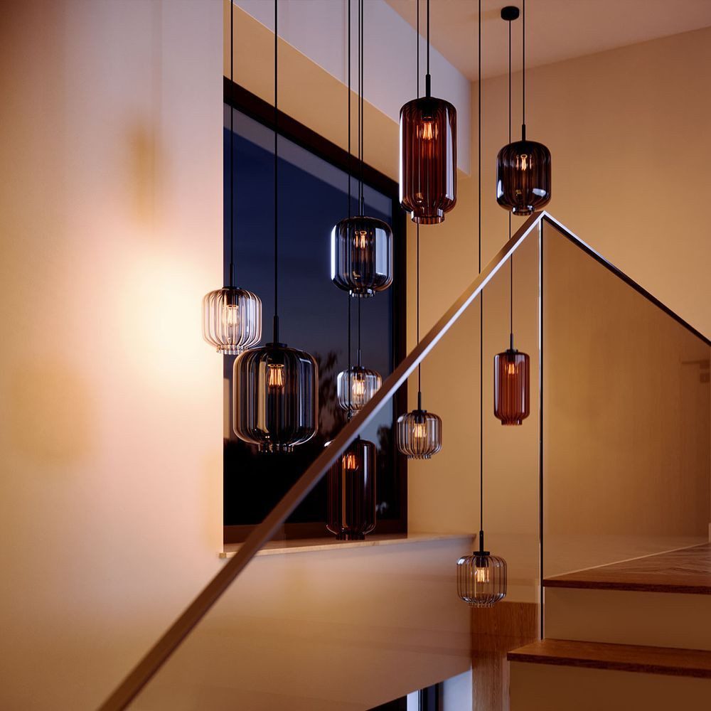 s.luce Pendelleuchte Velo Galerieleuchte 5-flg Ø60cm Baldachin Ø18/20/25cm Mehrfarbig