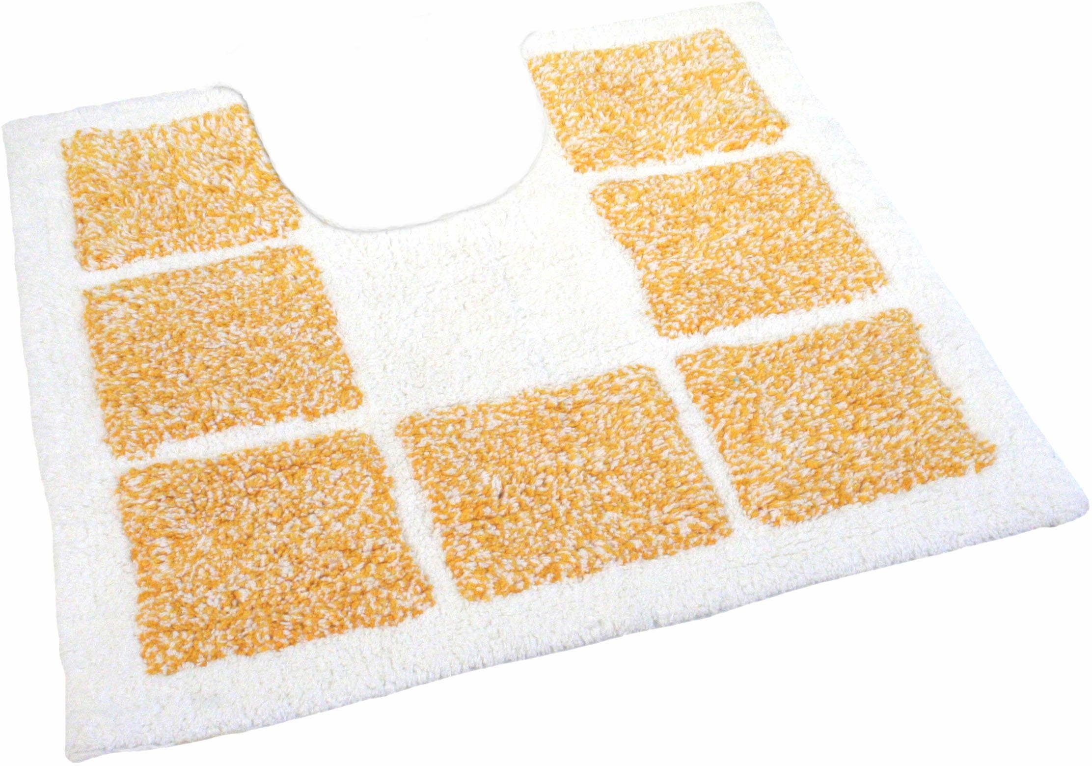 MESANA Badematte Karo Melange, Höhe 15 mm, rutschhemmend beschichtet, fußbodenheizungsgeeignet, Baumwolle, quadratisch, WC-Vorleger mit Ausschnitt, modernes Design, mit Bordüre, rechteckig & quadratisch erhältlich