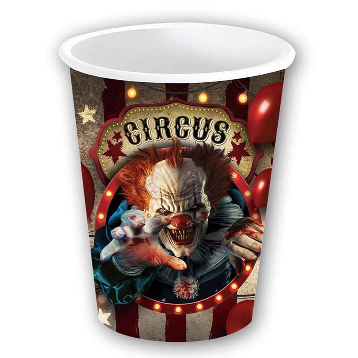 Fiestas Guirca Одноразовая чашка 'Horror Clown', Pappbecher 240ml/6Stk., 100% Papier, Pappe