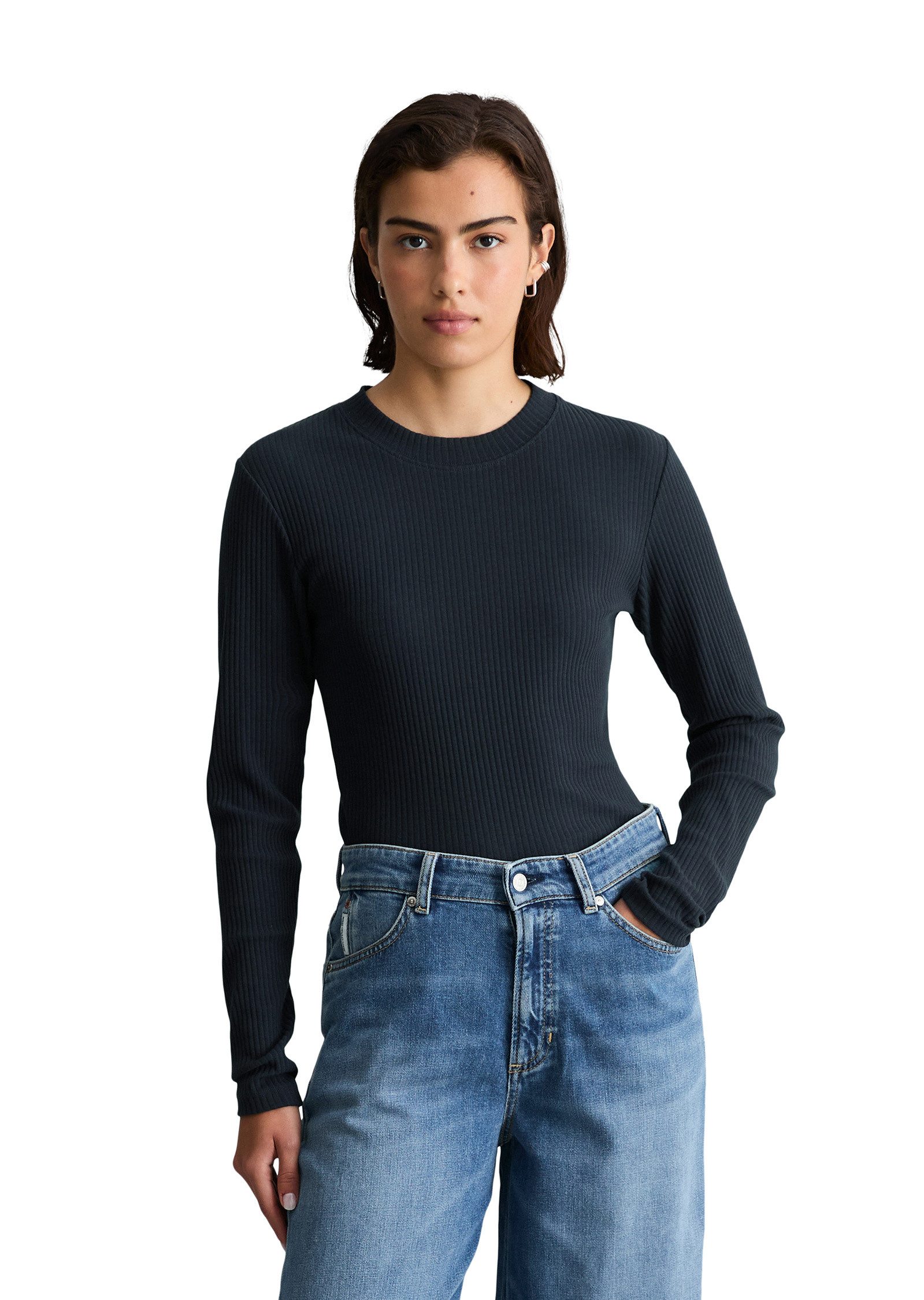 Langarmshirt aus Rippjersey